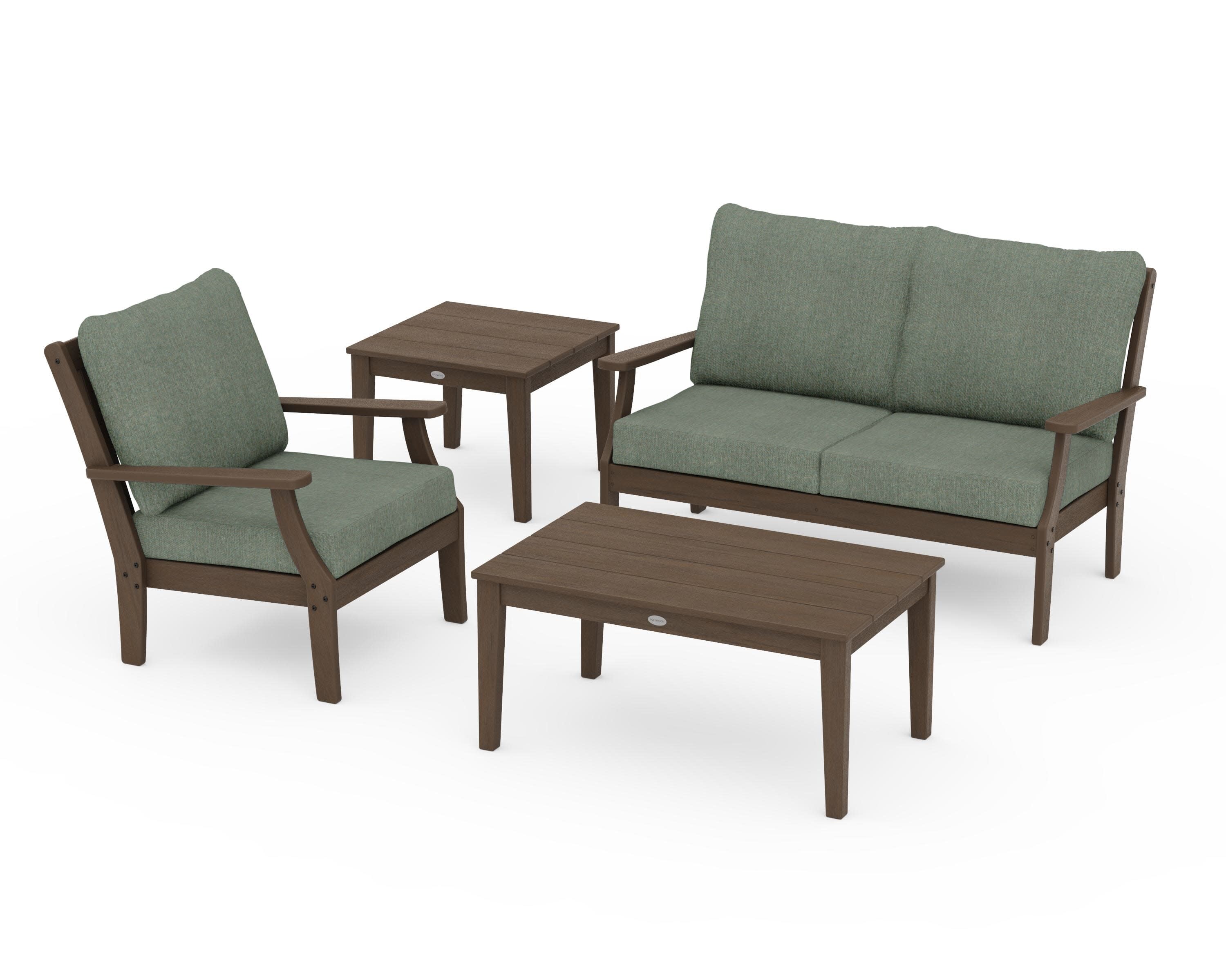 Braxton 4-Piece Deep Seating Set in Kona / Cast Sage