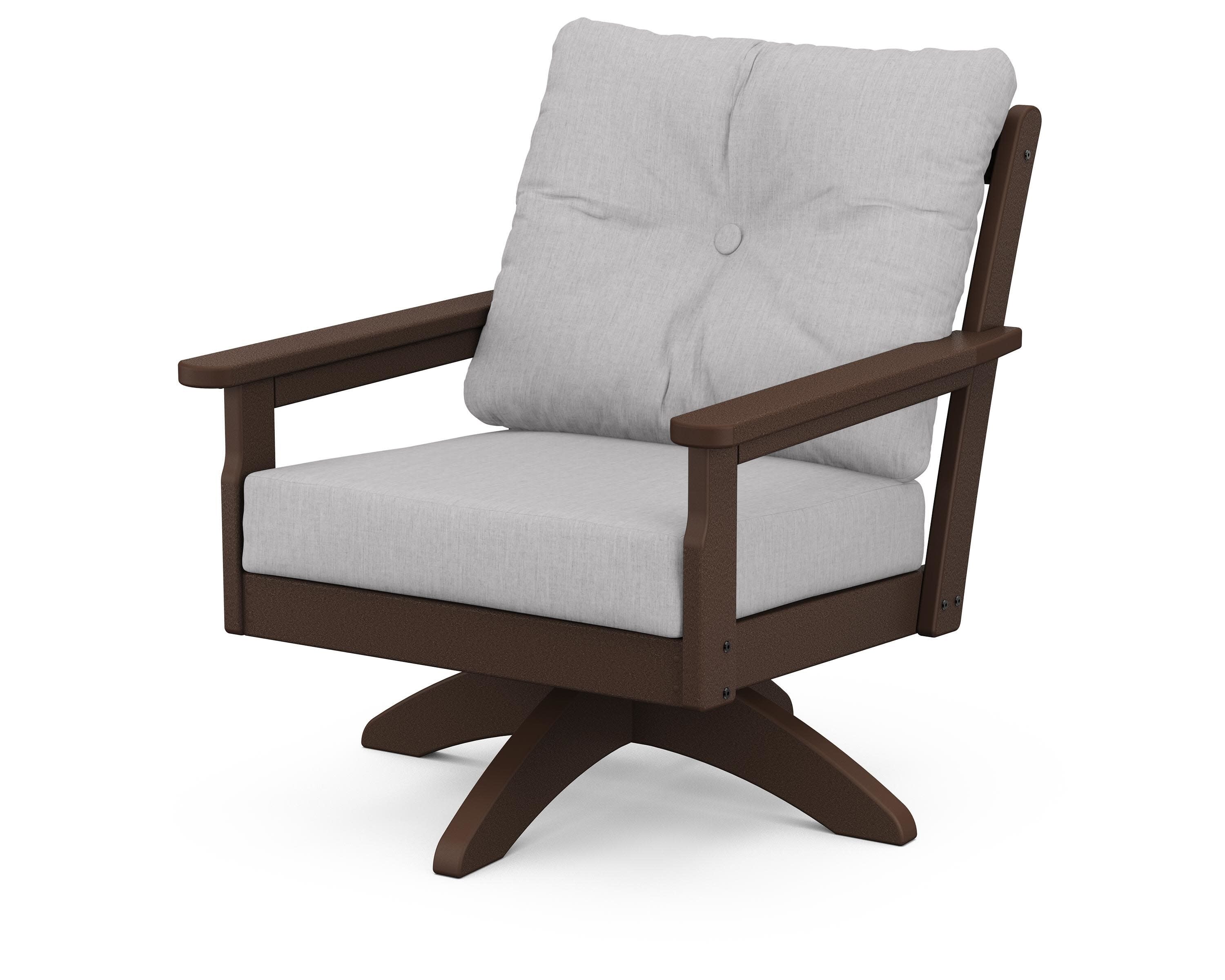 Vineyard Deep Seating Swivel Chair in Mahogany / Granite