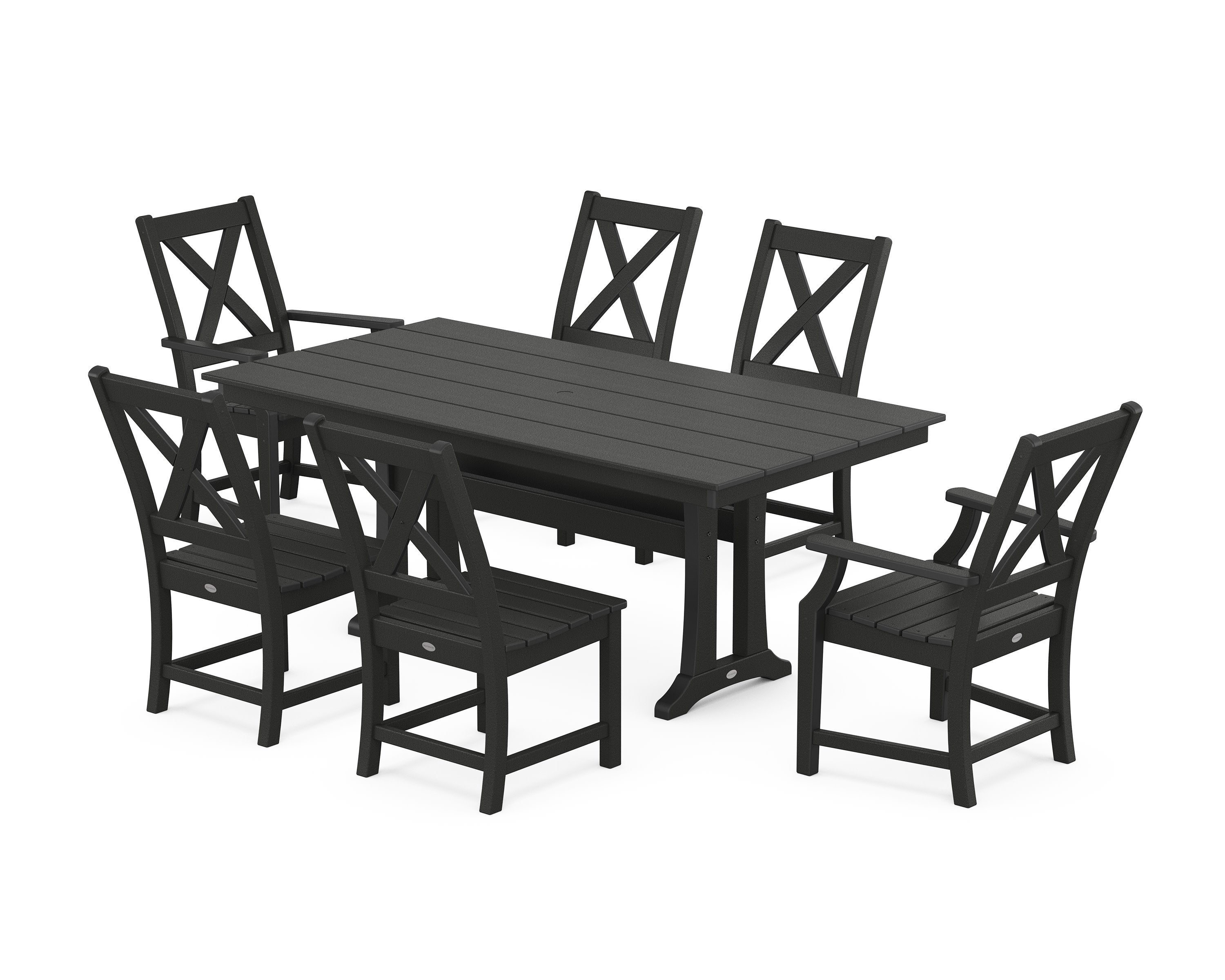 Braxton 7-Piece Farmhouse Dining Set With Trestle Legs in Black