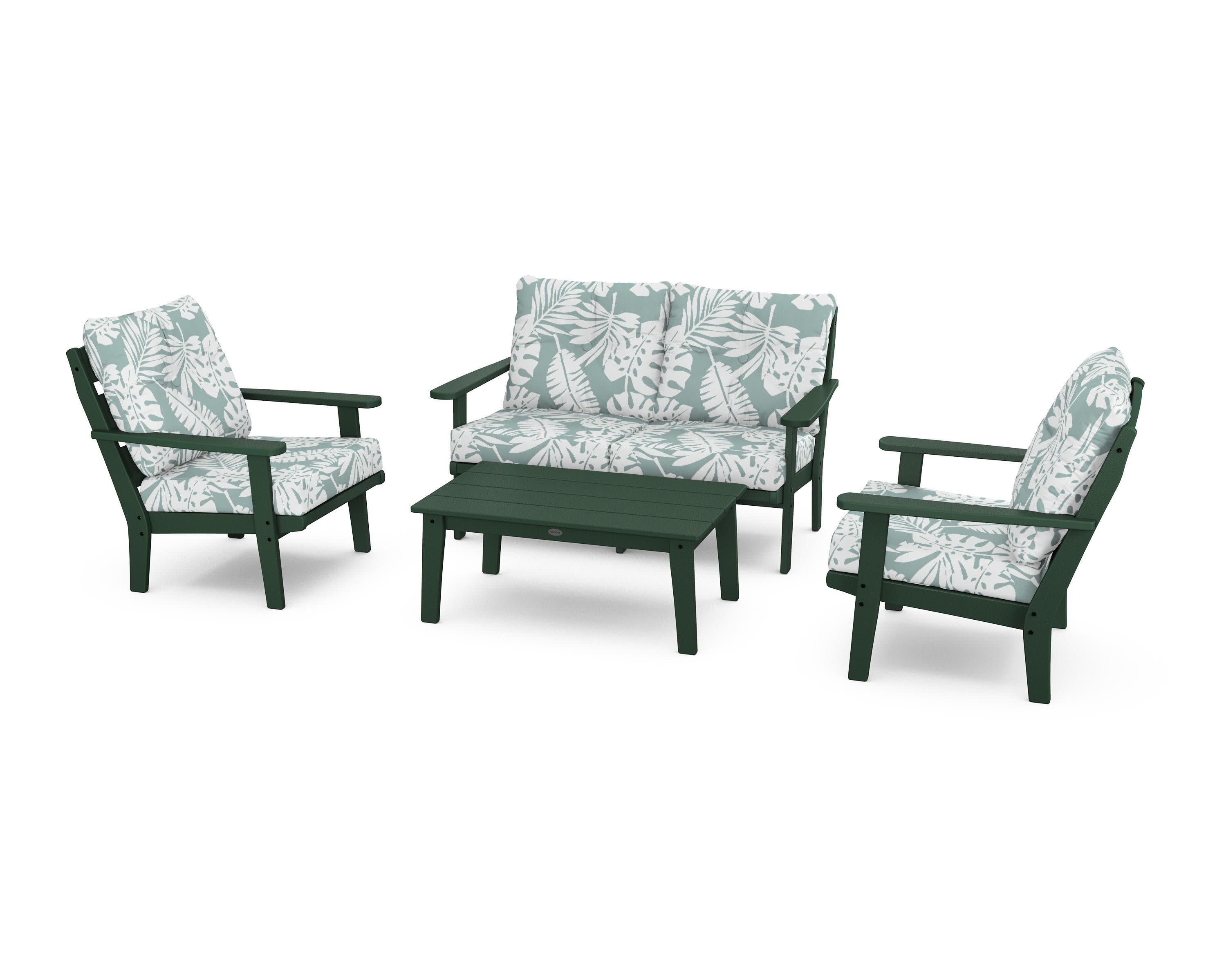 Lakeside 4-Piece Deep Seating Set in Green / Leaf Glacier Spa