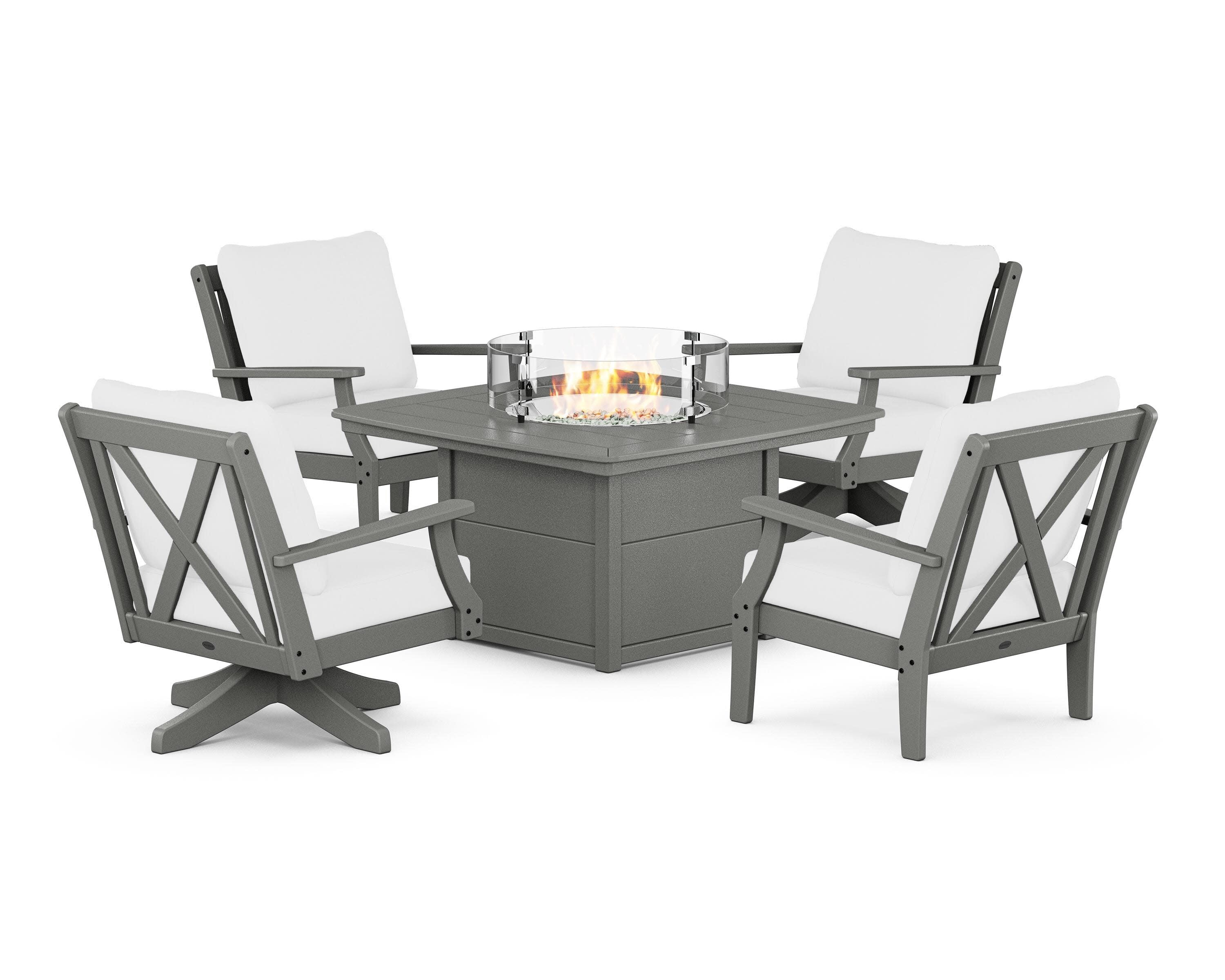 Braxton 5-Piece Deep Seating Set with Fire Table in Slate Grey / Natural