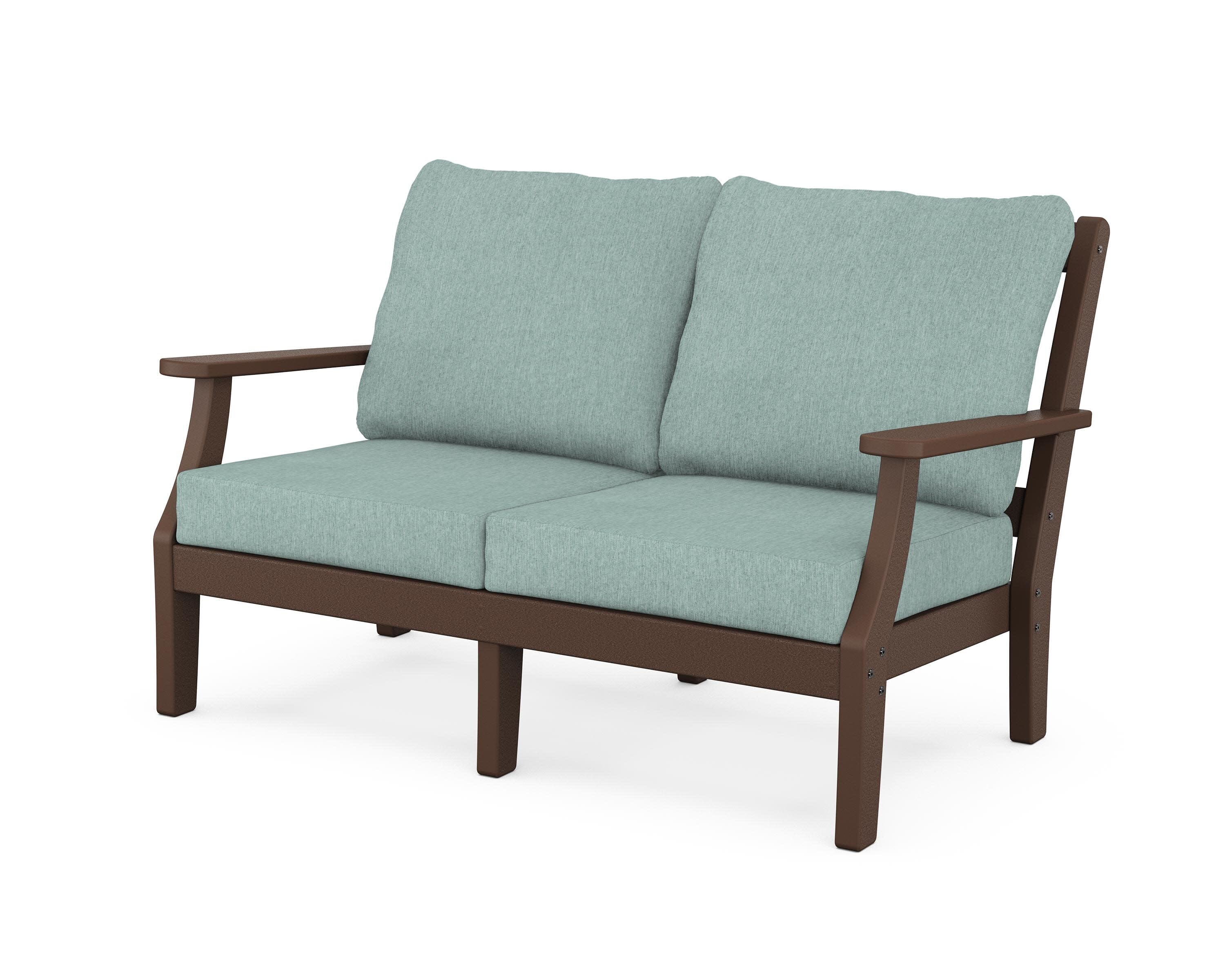 Chinoiserie Deep Seating Loveseat in Mahogany / Glacier Spa