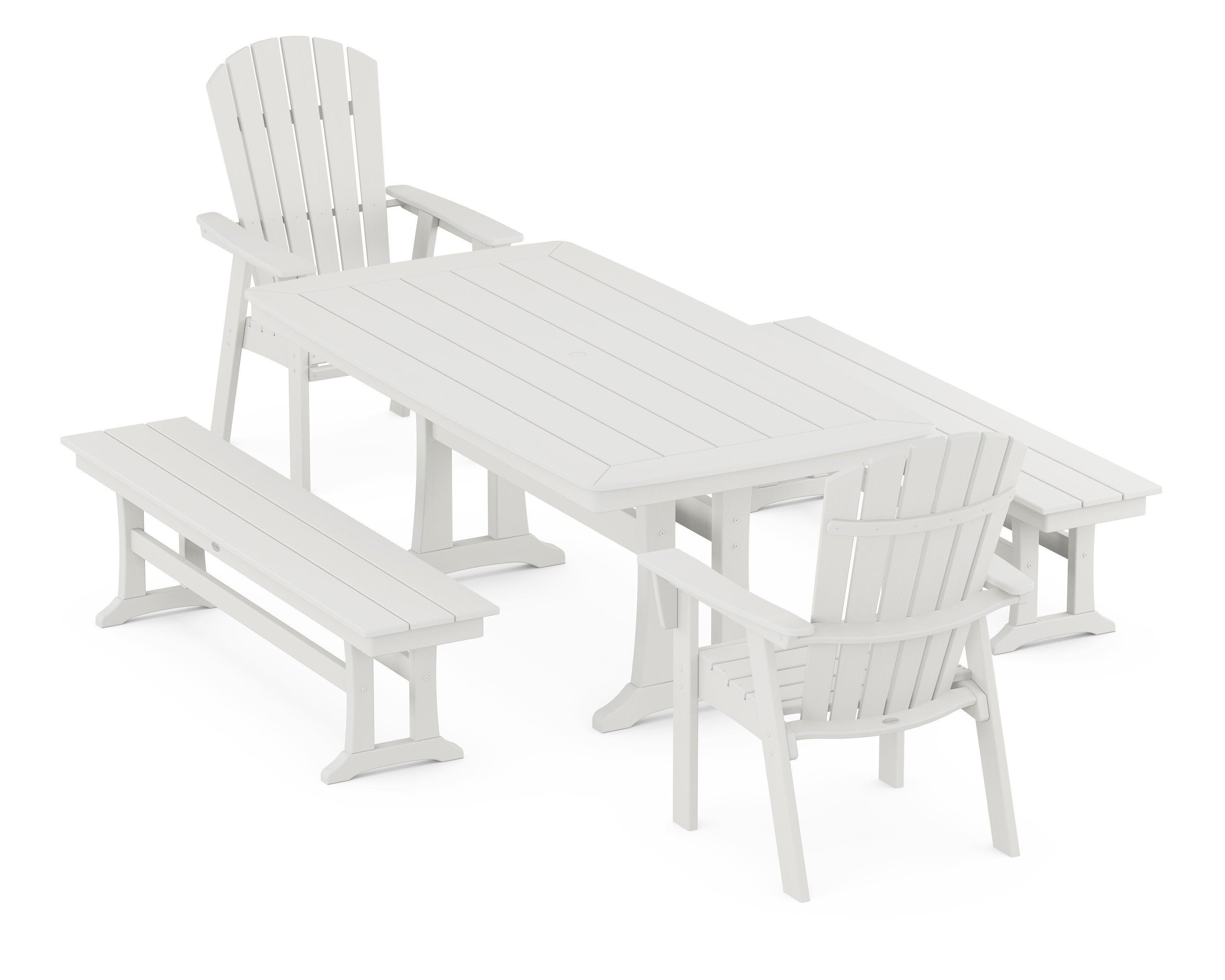 Nautical Adirondack 5-Piece Dining Set with Trestle Legs in Vintage White