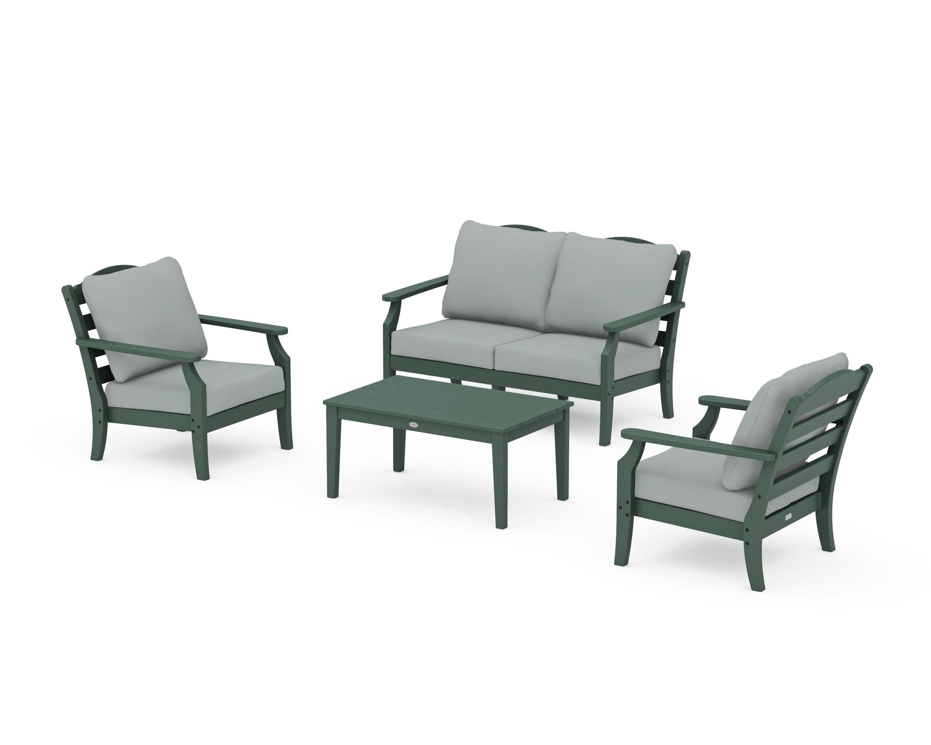 Savannah 4-Piece Deep Seating Set with Loveseat in Green / Spa