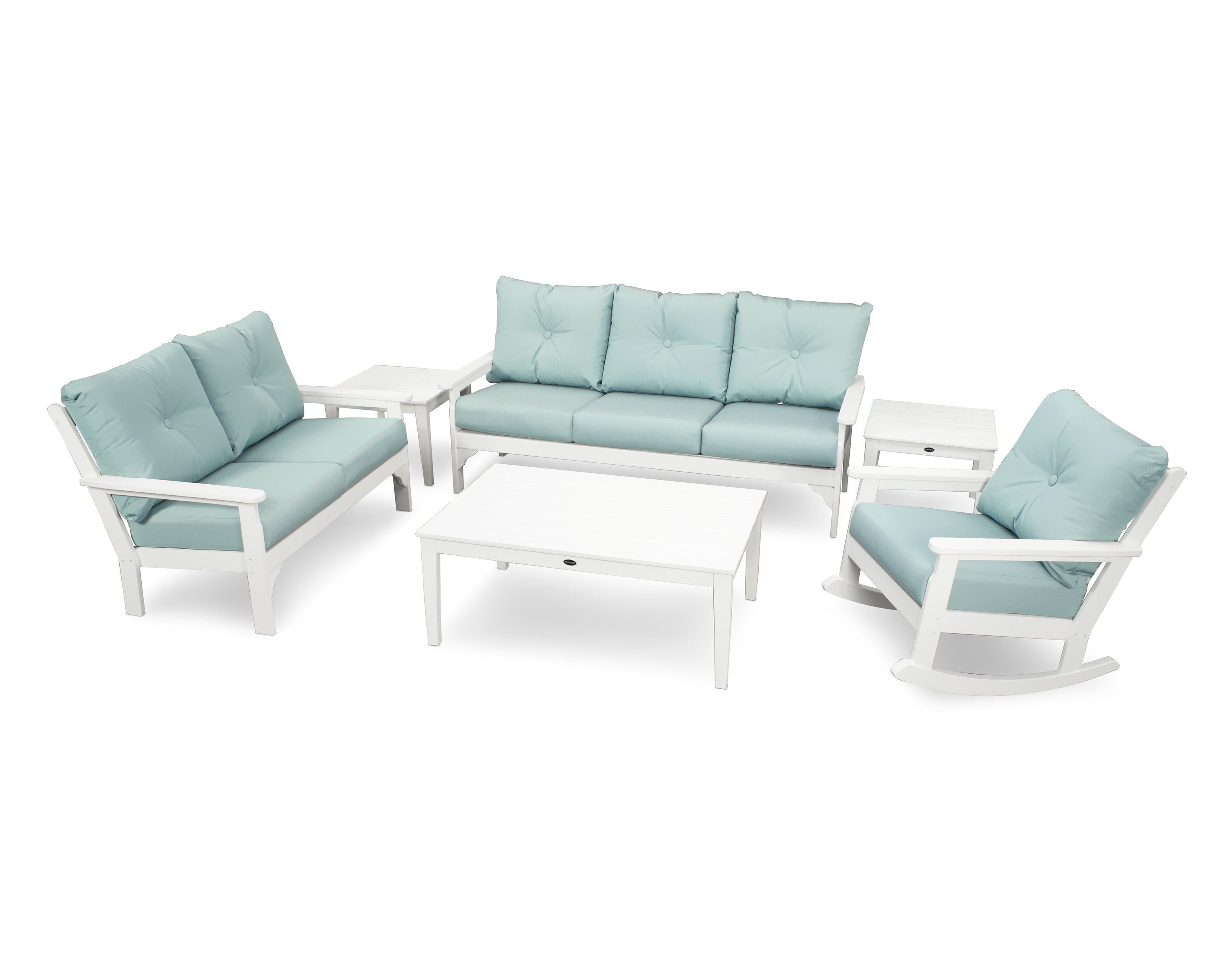 Vineyard 6-Piece Deep Seating Set in White / Spa
