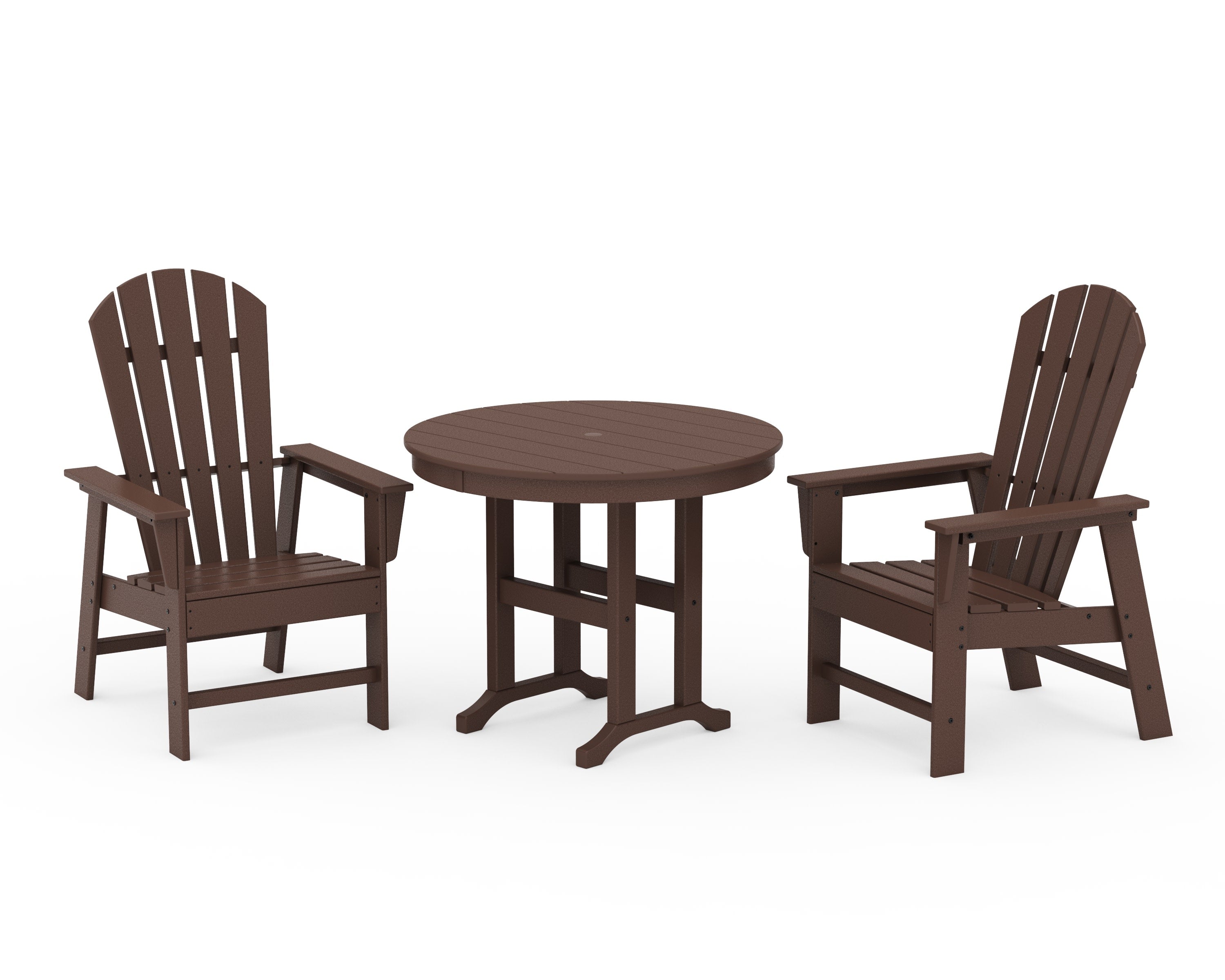 South Beach 3-Piece Round Farmhouse Dining Set in Mahogany