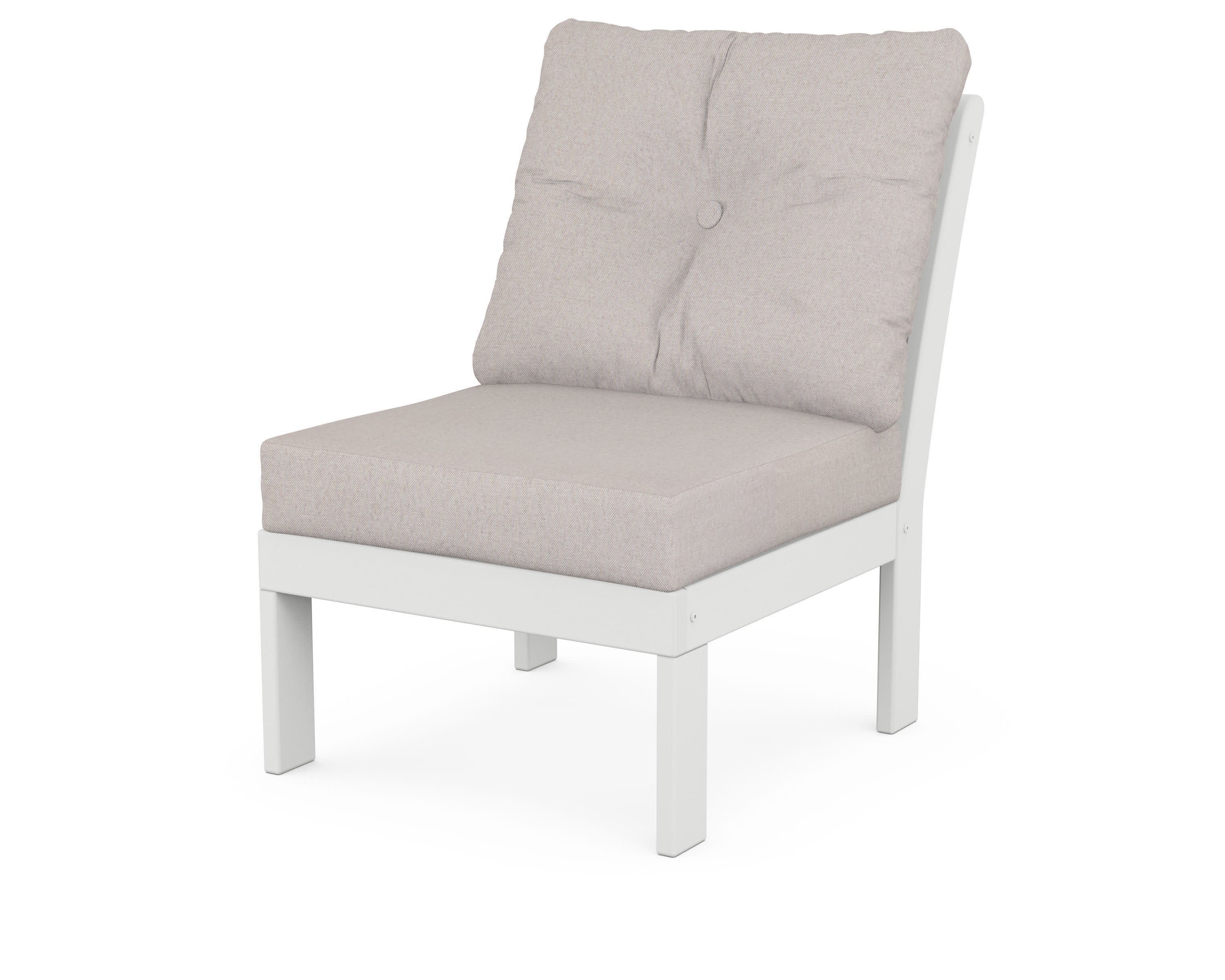 Vineyard Modular Armless Chair in White / Dune Burlap