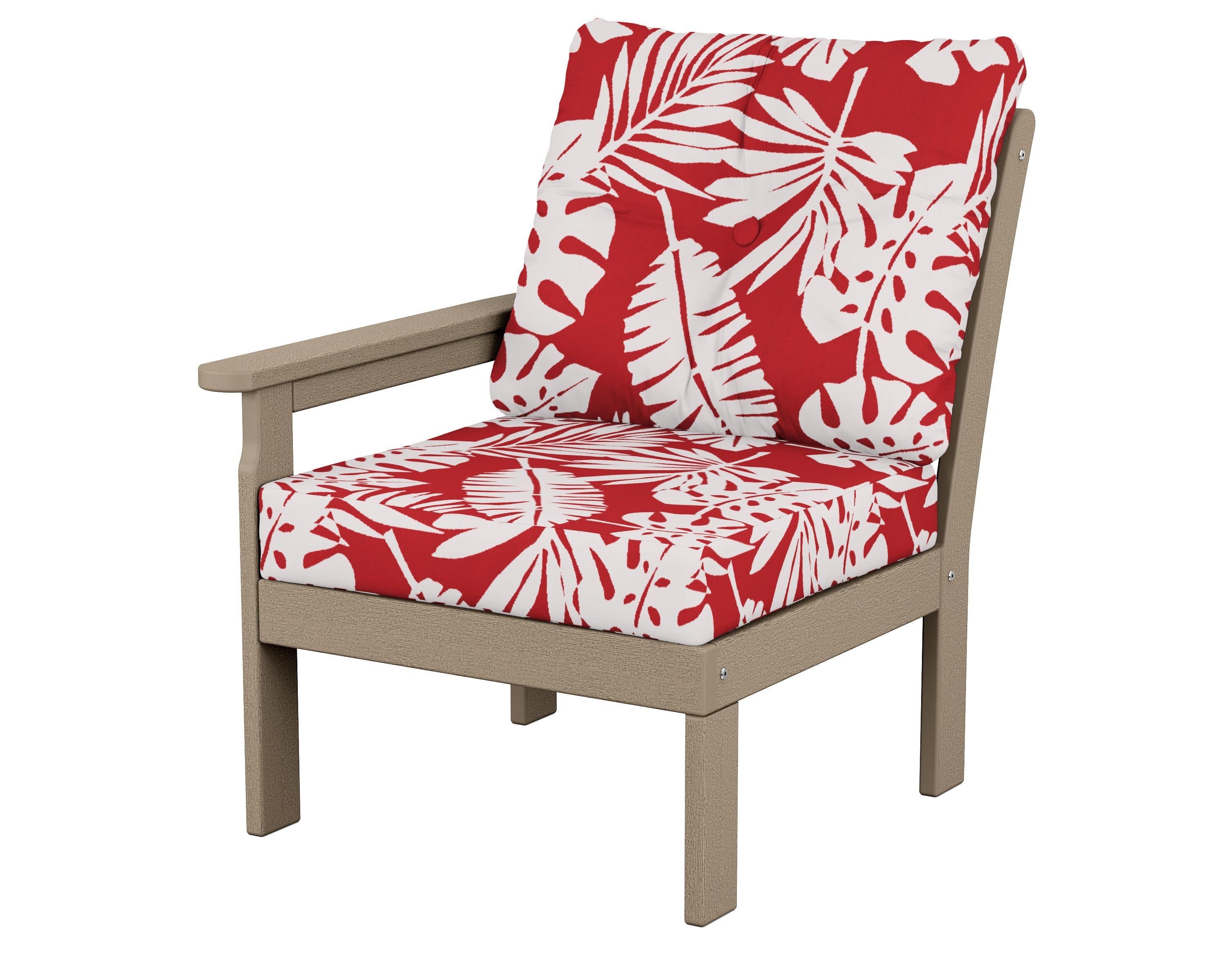 Vineyard Modular Left Arm Chair in Vintage Sahara / Leaf Crimson