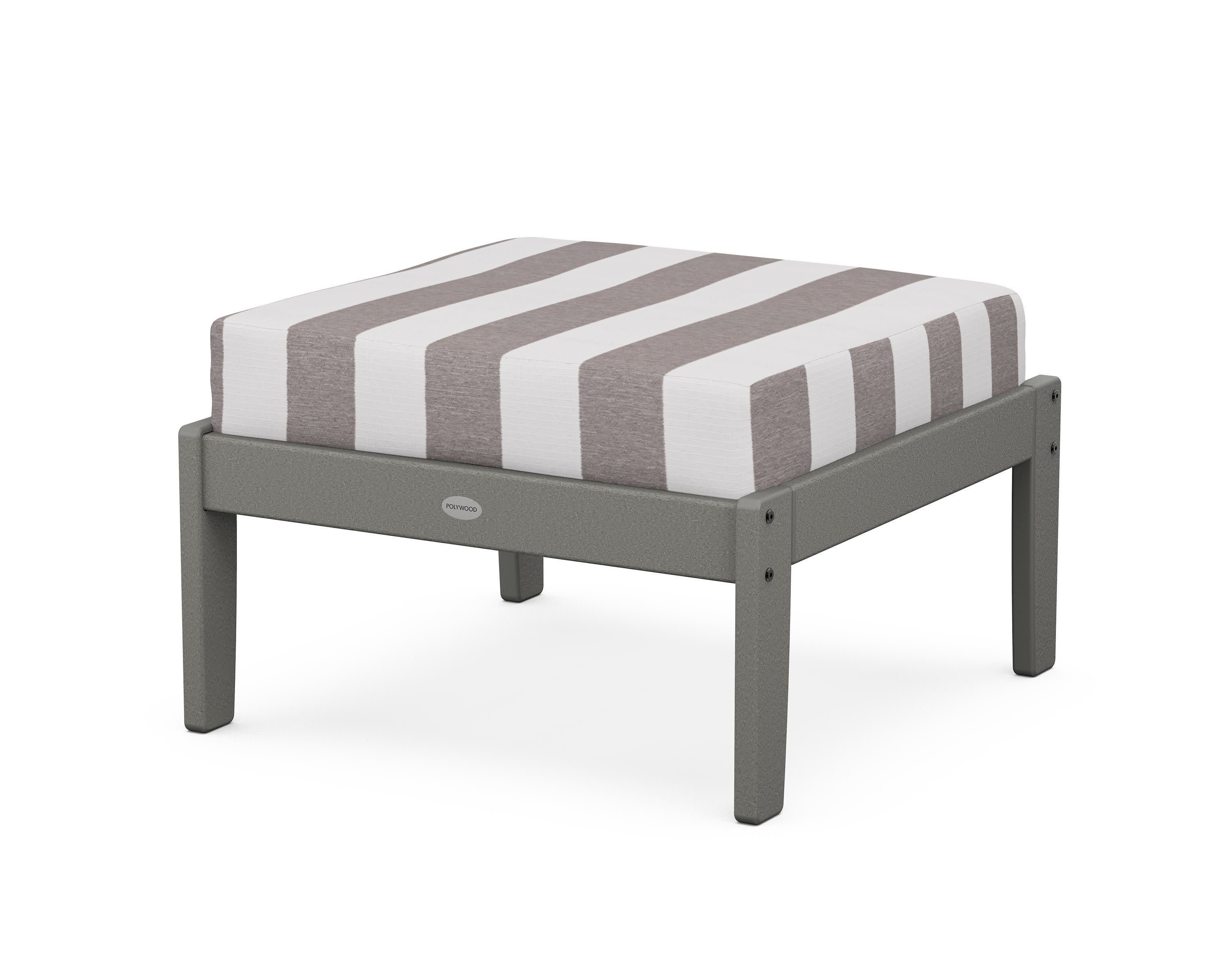 Braxton Deep Seating Ottoman in Slate Grey / Cabana Stripe Grey Mist