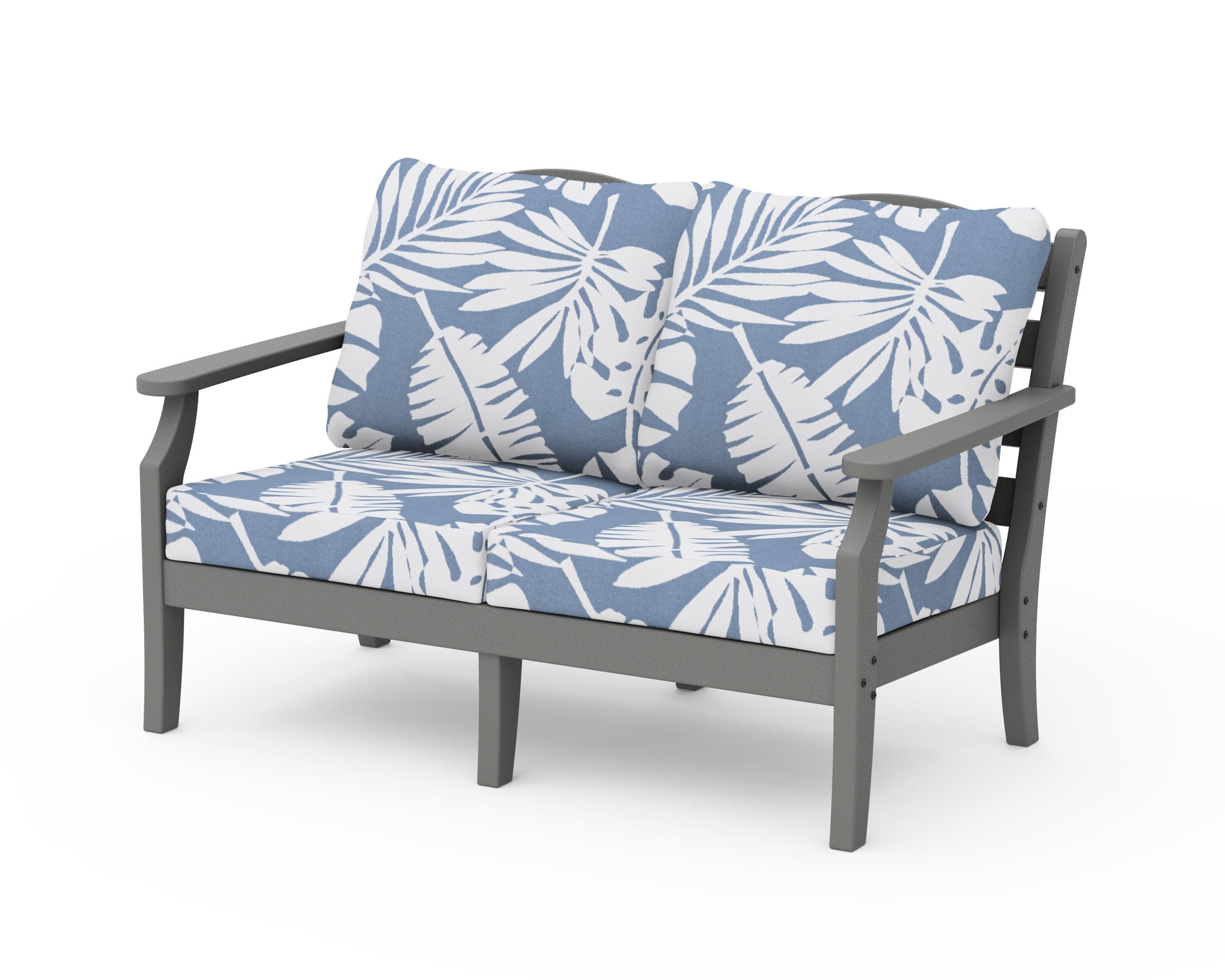 Savannah Deep Seating Loveseat in Slate Grey / Leaf Sky Blue