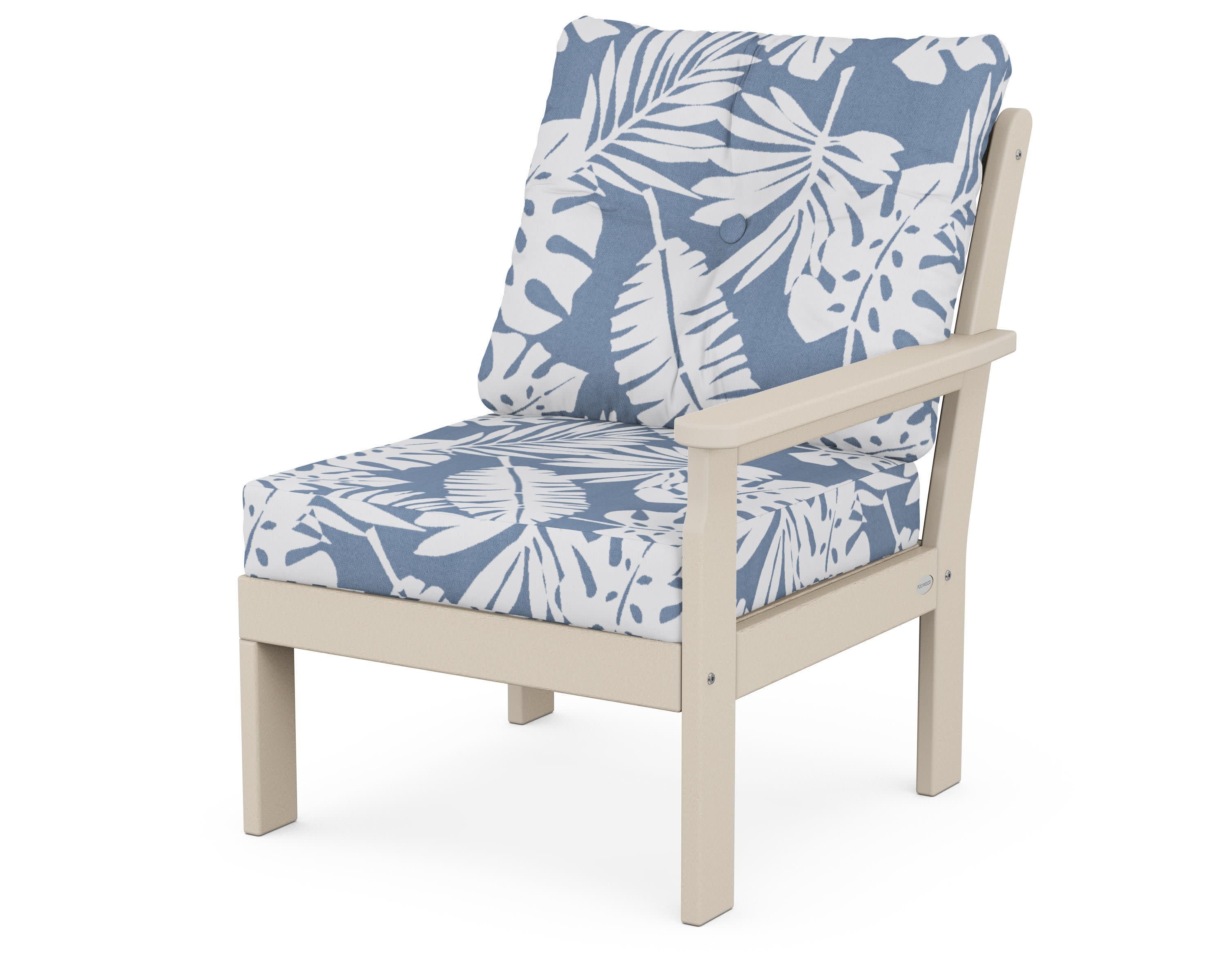 Vineyard Modular Right Arm Chair in Sand / Leaf Sky Blue