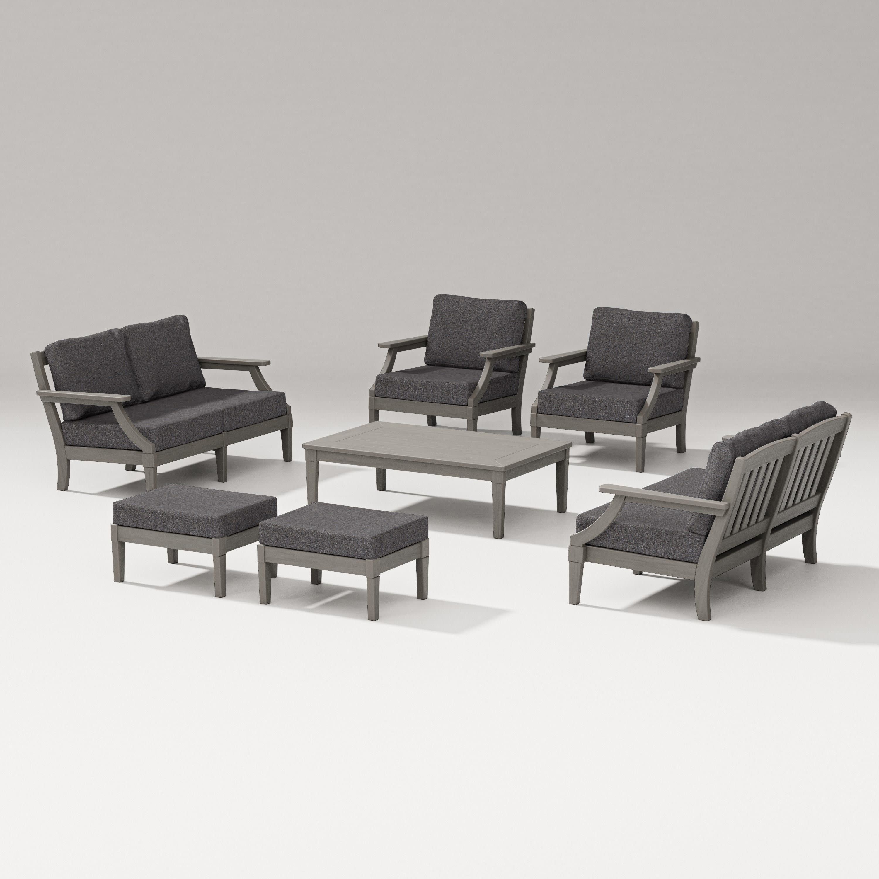 Estate 7-Piece Lounge Loveseat Set in Driftwood / Ash Charcoal
