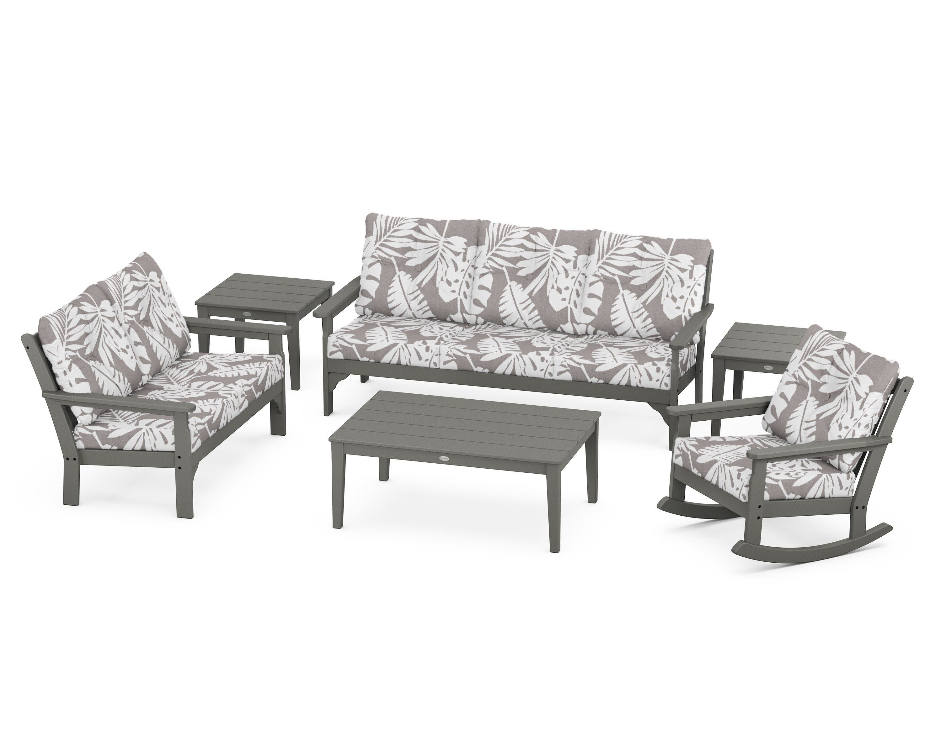 Vineyard 6-Piece Deep Seating Set in Slate Grey / Leaf Grey Mist