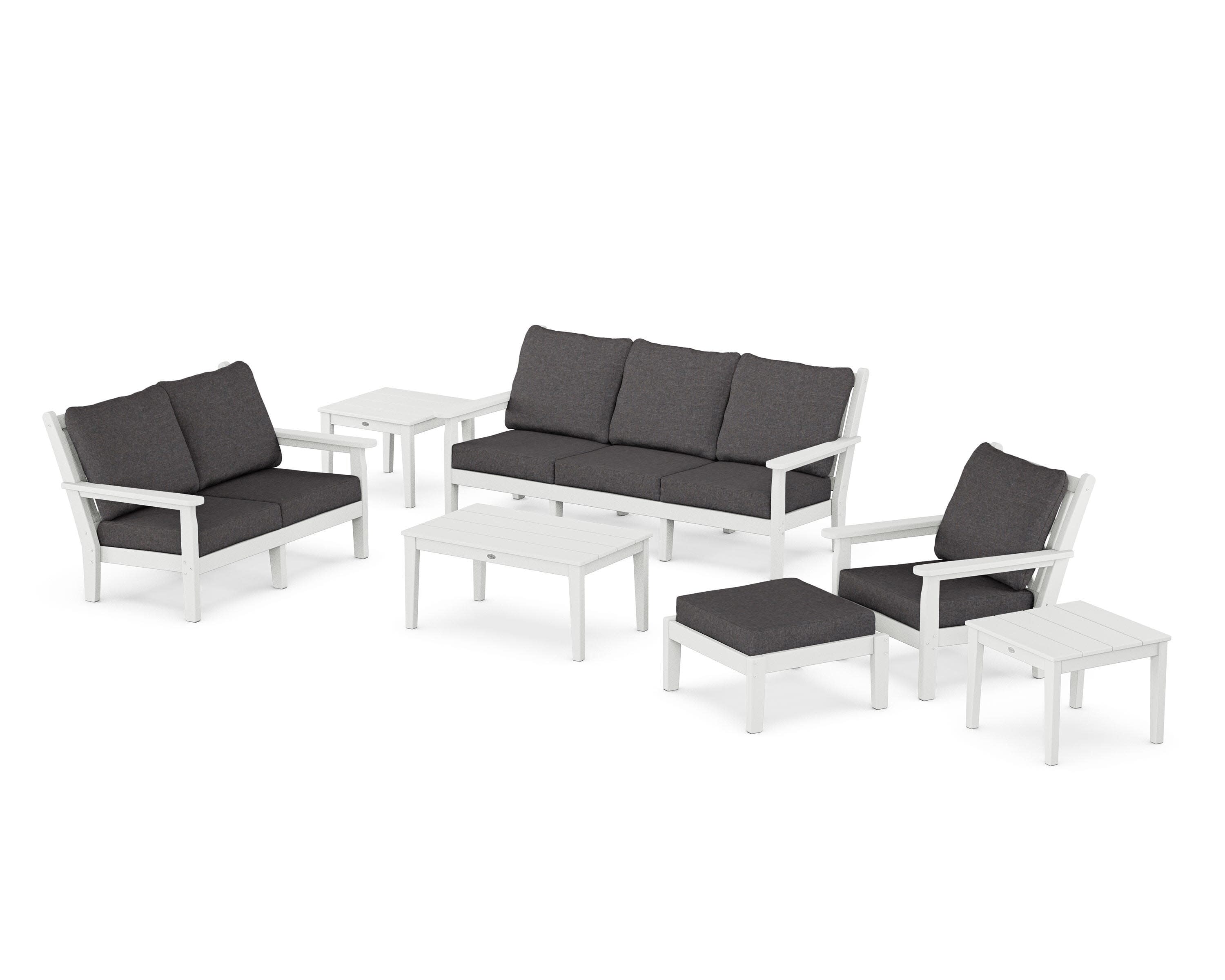 Chippendale 7-Piece Deep Seating Set in White / Ash Charcoal