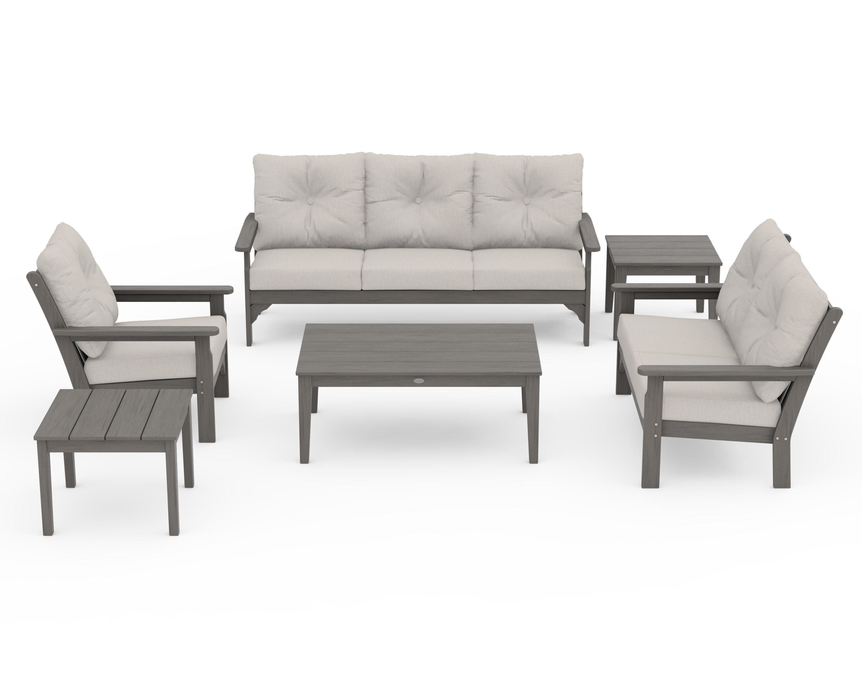 Vineyard 6-Piece Deep Seating Set in Driftwood / Cast Ash