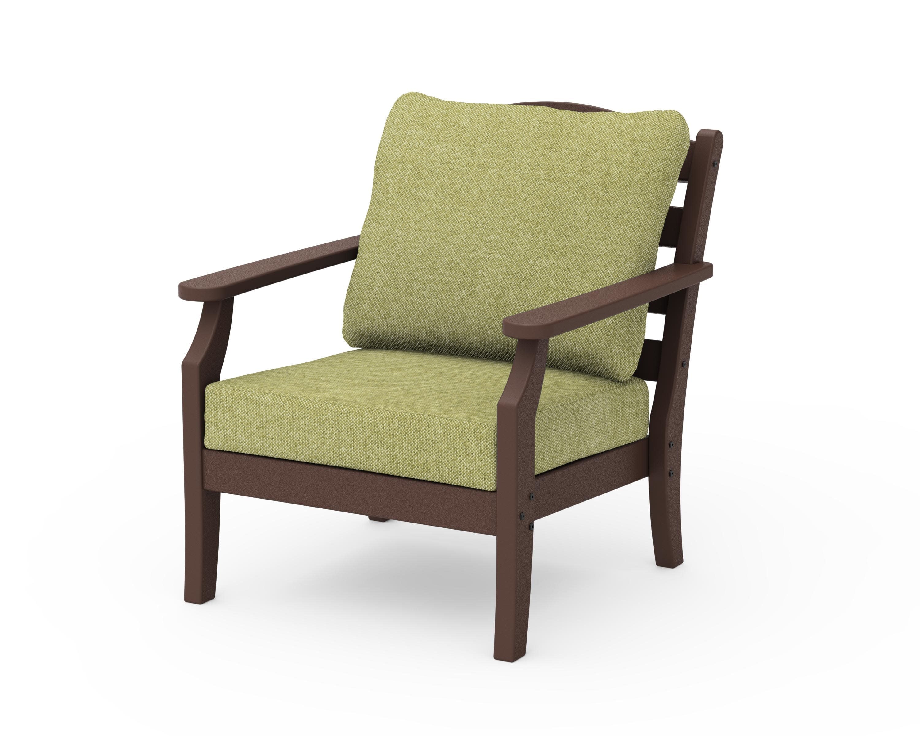 Savannah Deep Seating Chair in Mahogany / Chartreuse Boucle