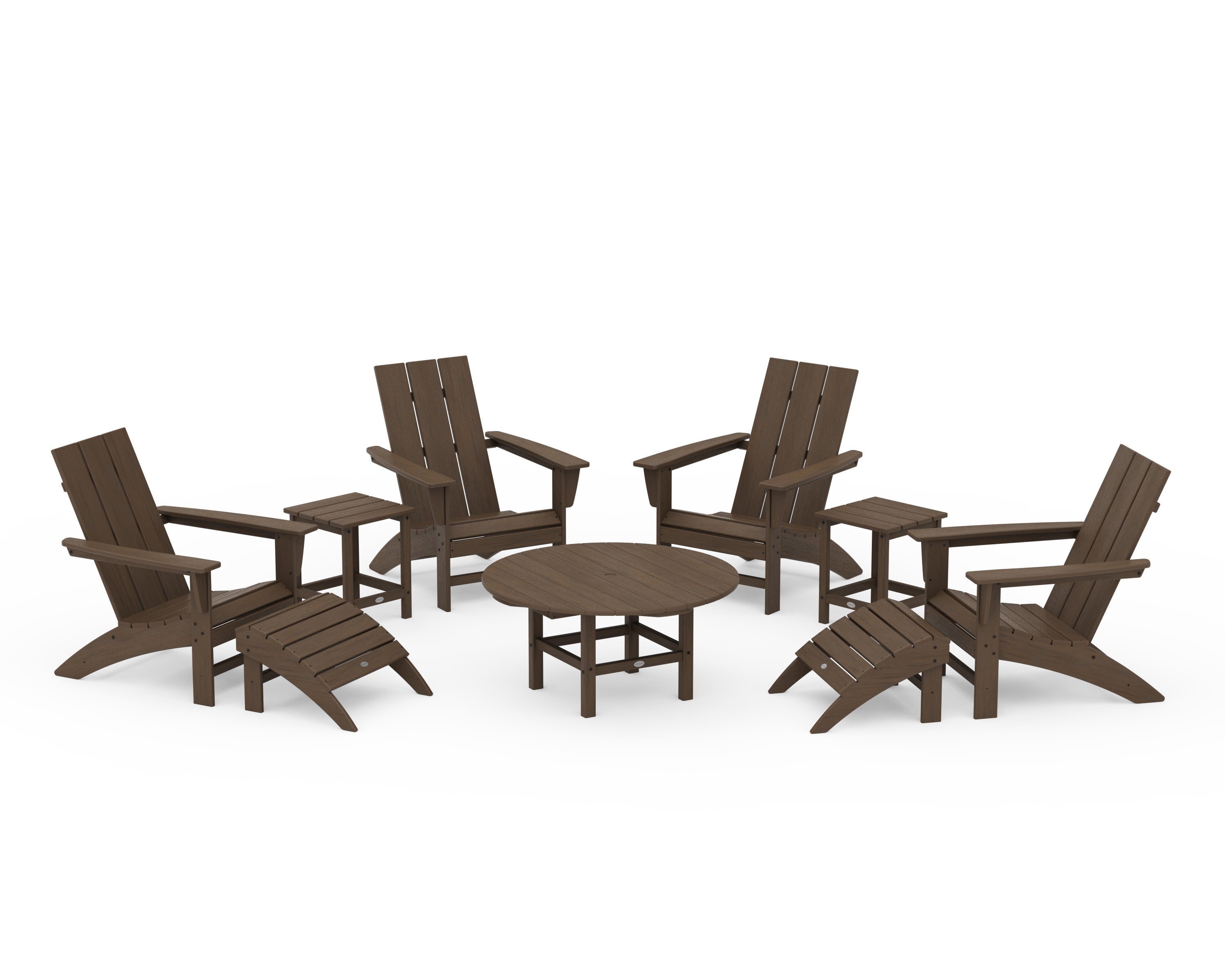 Modern Adirondack Chair 9-Piece Conversation Set in Kona