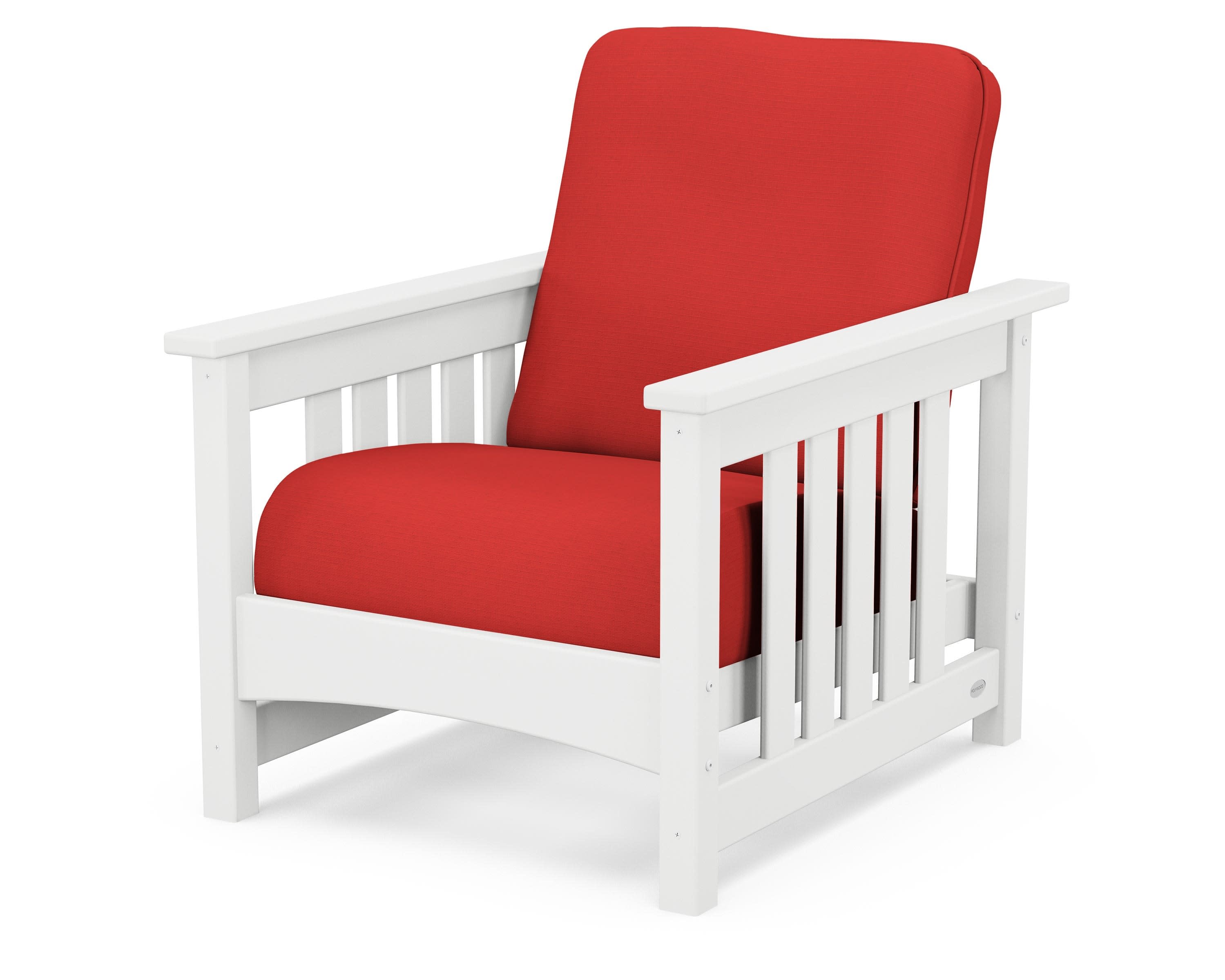 Club Mission Chair in White / Crimson Linen