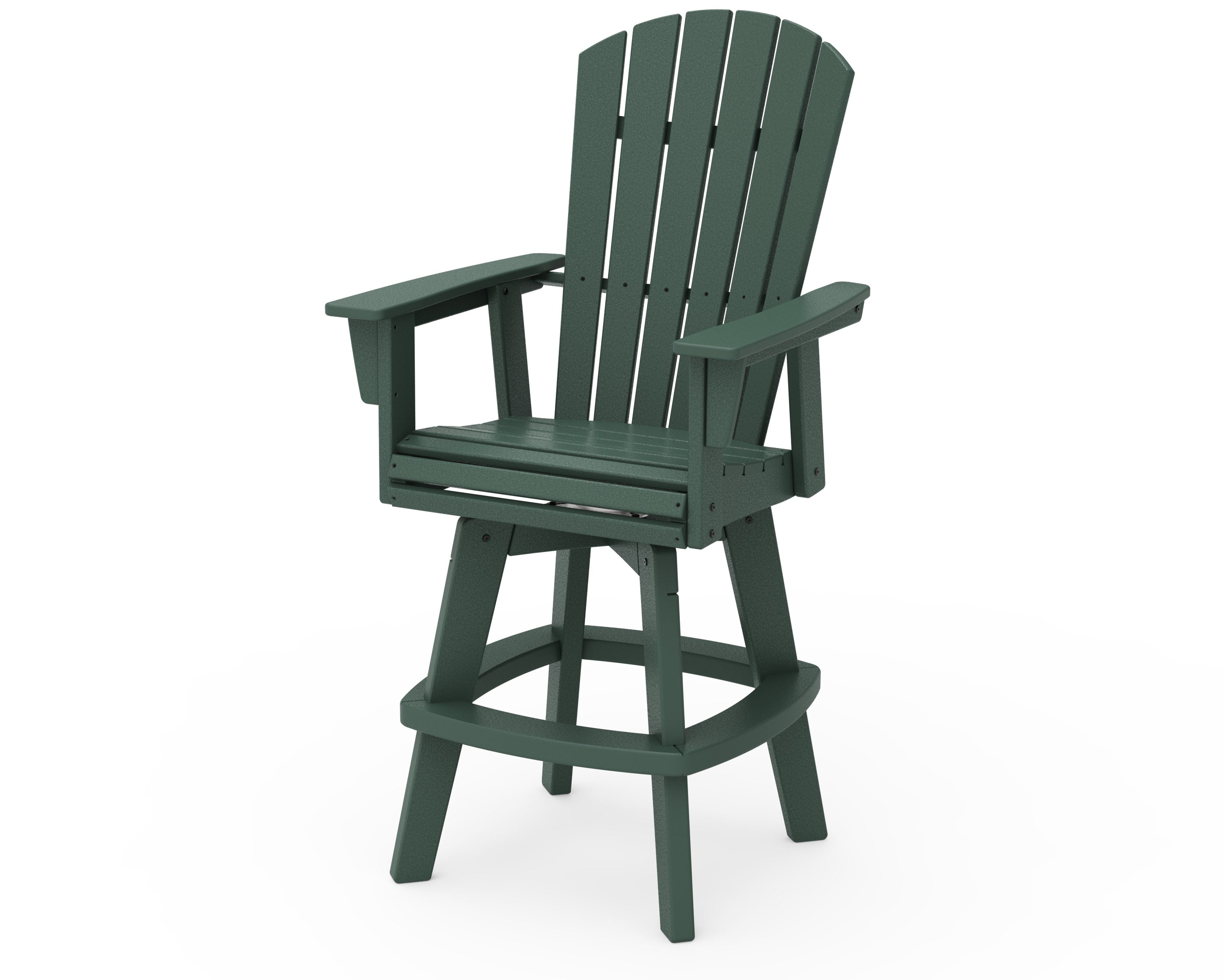 Nautical Curveback Adirondack Swivel Bar Chair in Green