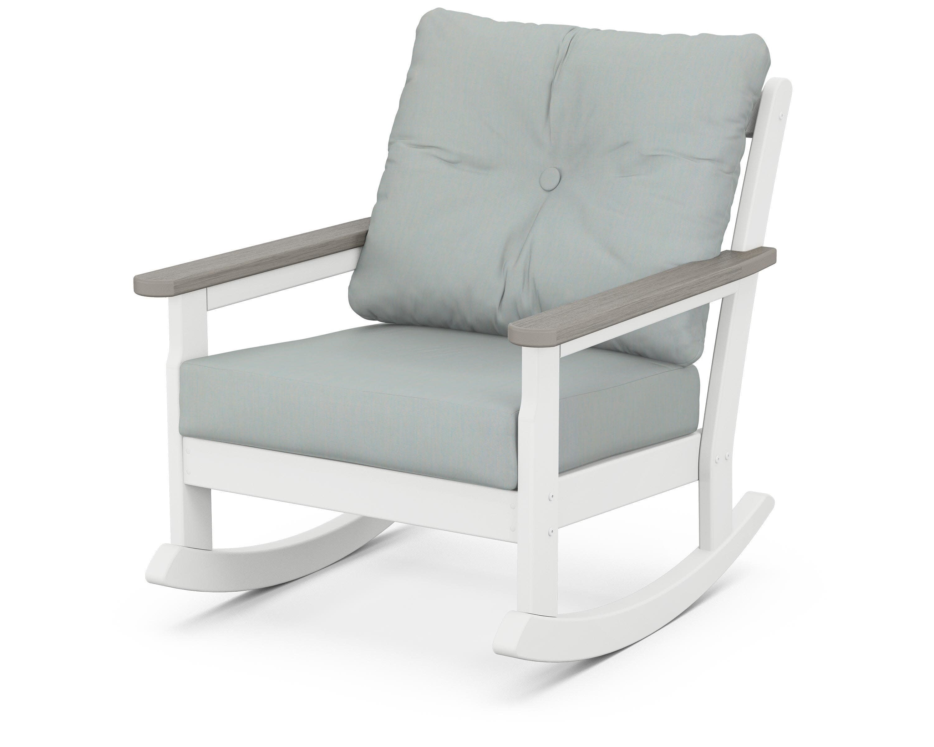 Vineyard Deep Seating Rocking Chair in White / Driftwood / Spa