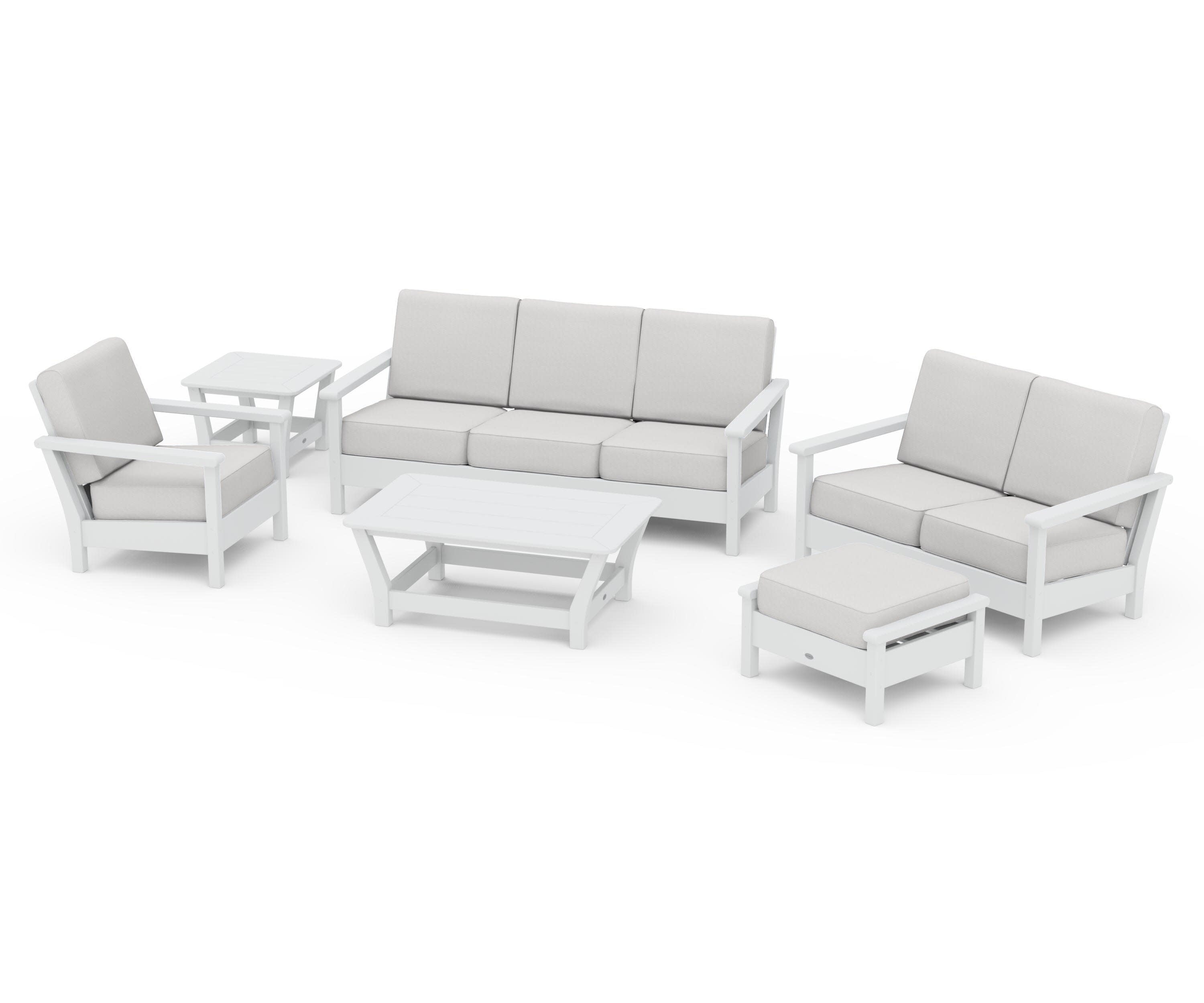 Harbour 6-Piece Outdoor Living Set in White / Diamond in the Rough