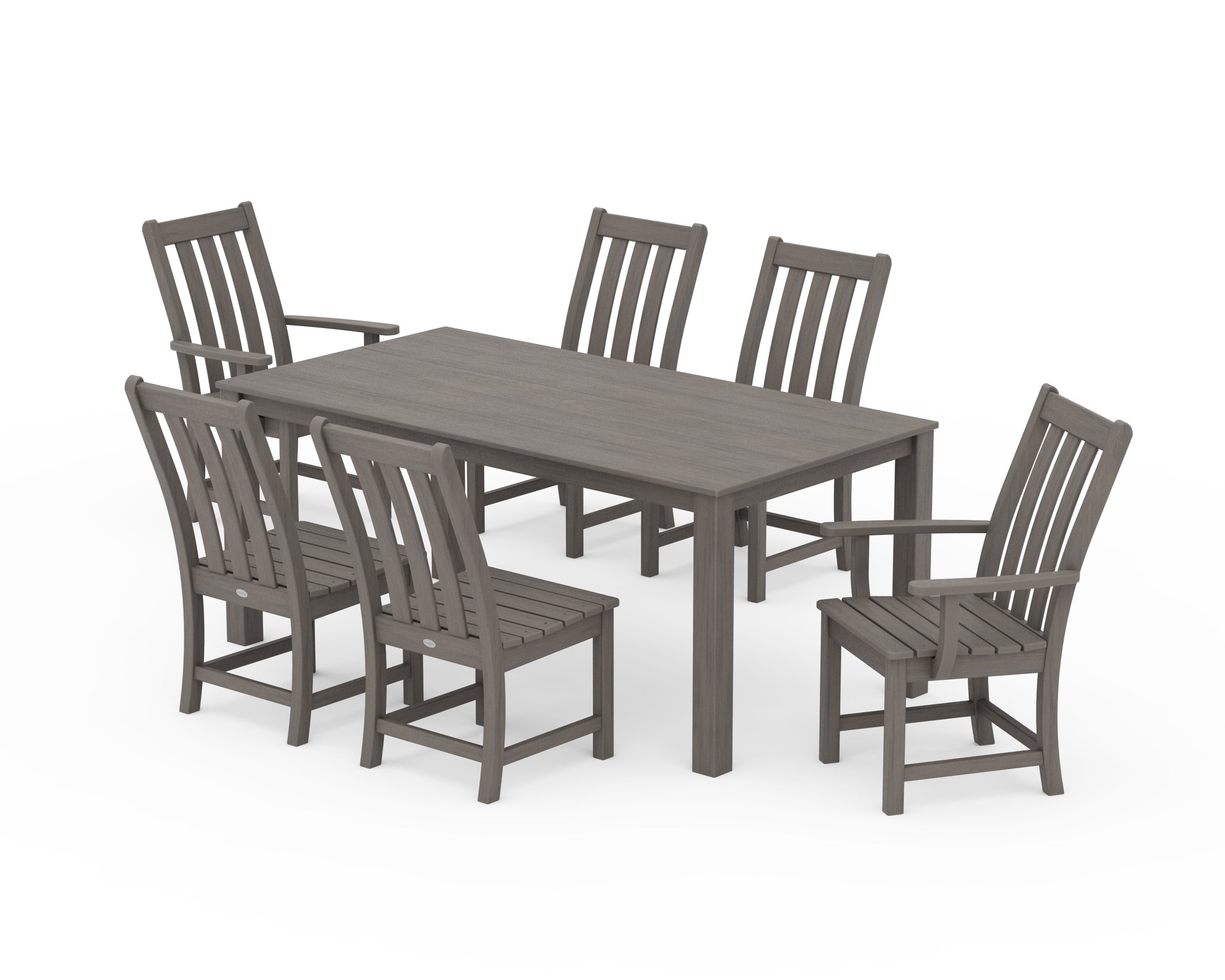 Vineyard 7-Piece Parsons Dining Set in Driftwood