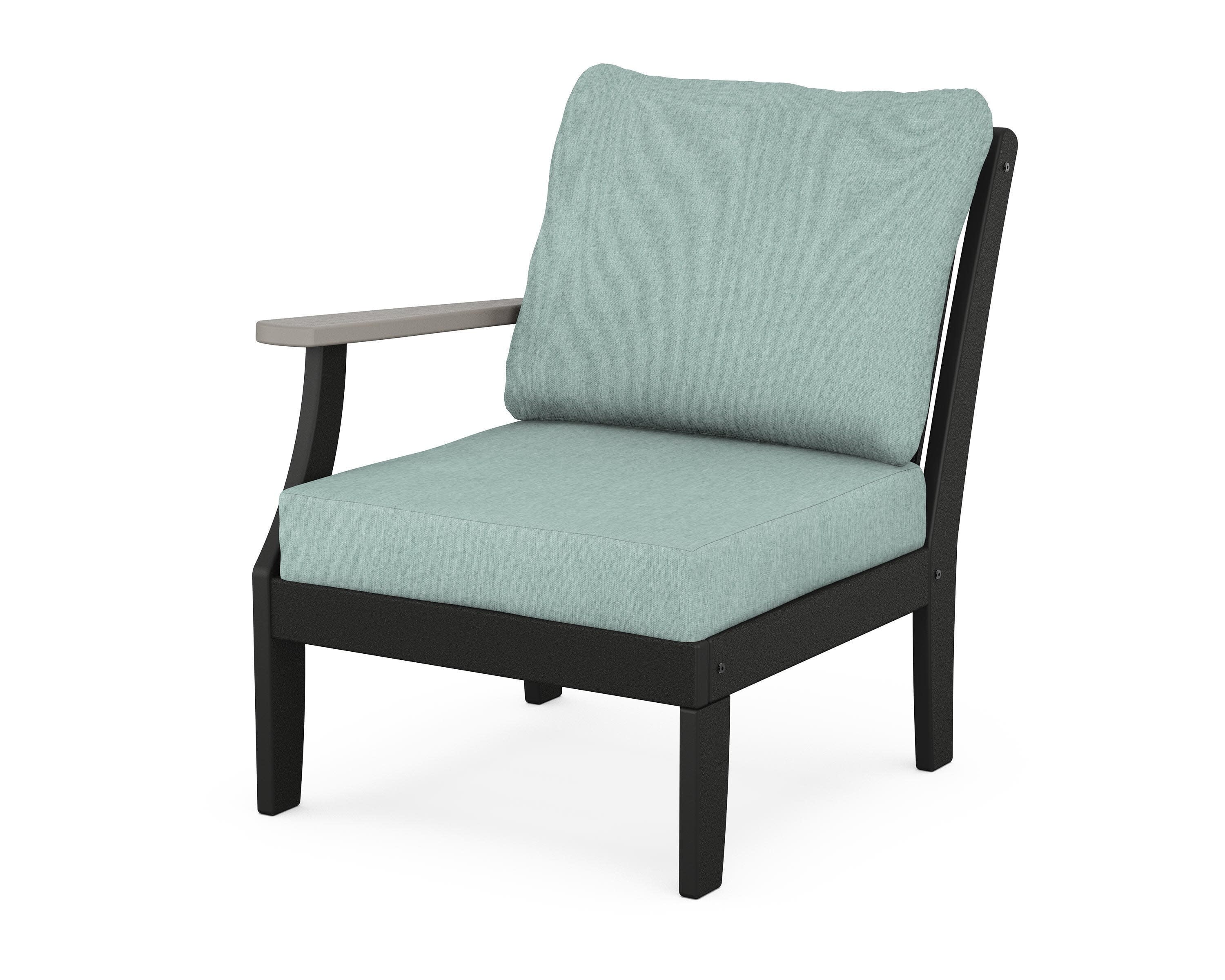 Braxton Modular Left Arm Chair in Black / Driftwood / Glacier Spa