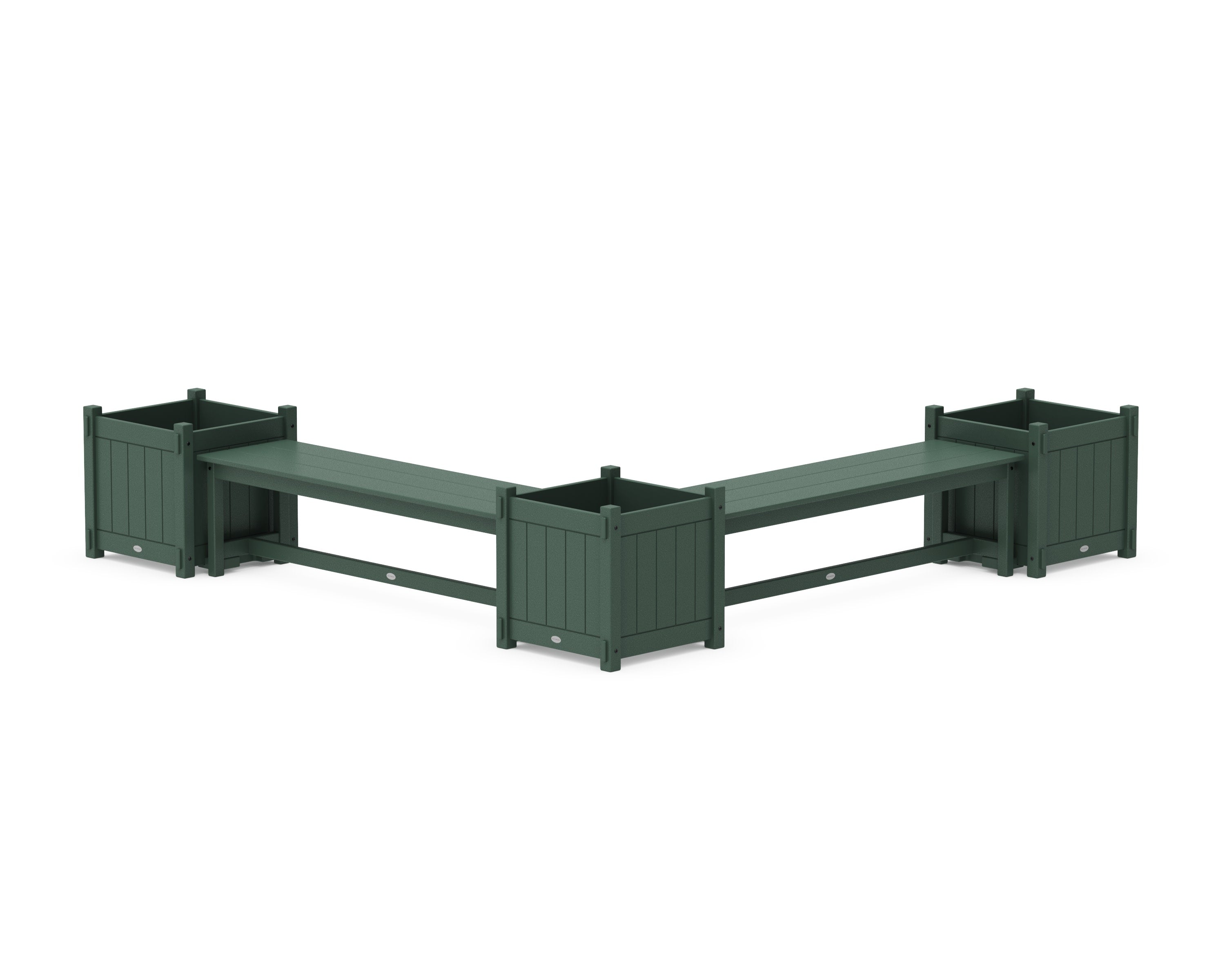 60" Vineyard L- Shaped Planter Bench Corner Set - Large in Green