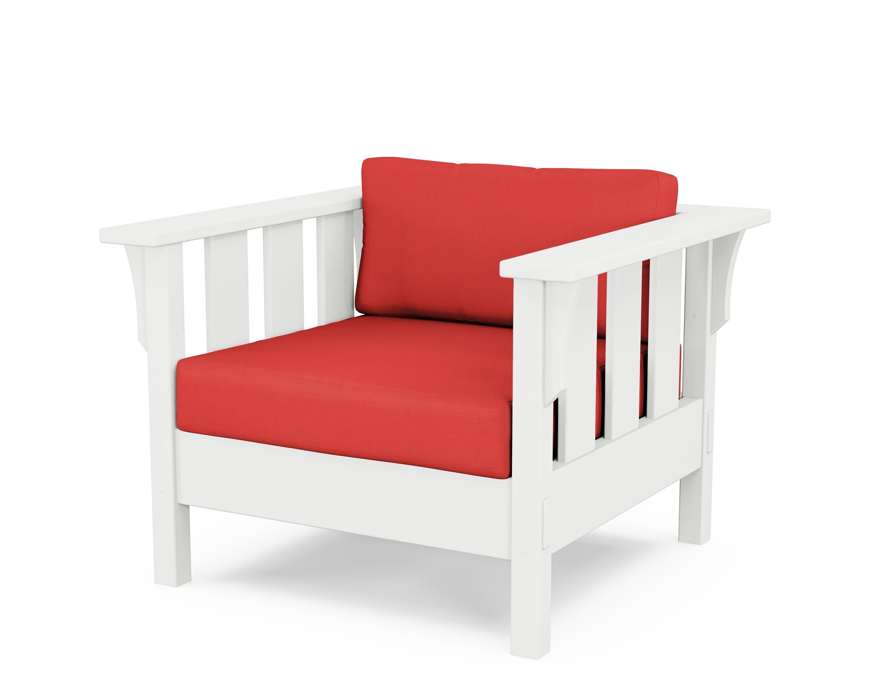 Acadia Deep Seating Chair in White / Crimson Linen