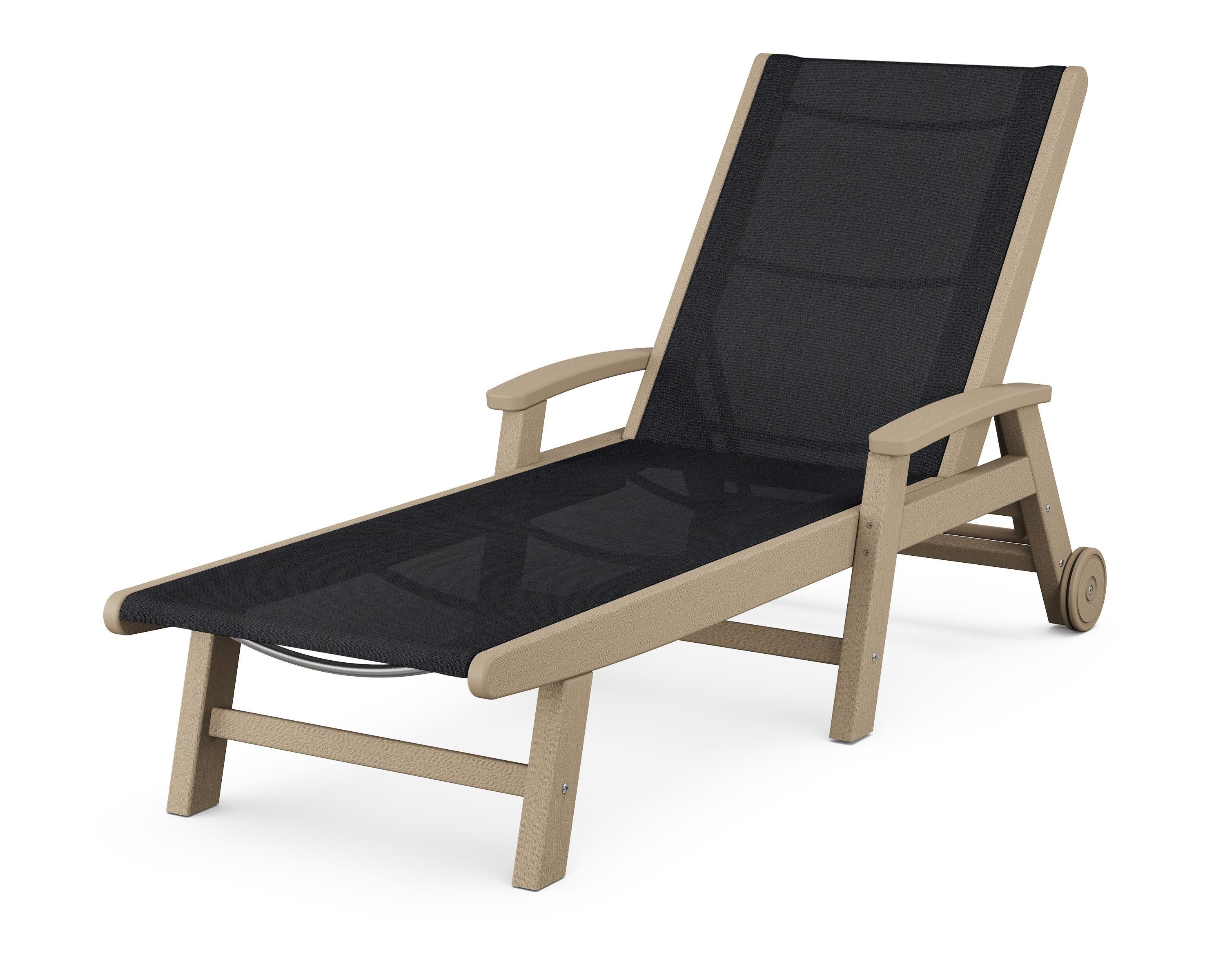 Coastal Chaise with Wheels in Vintage Sahara / Black Sling