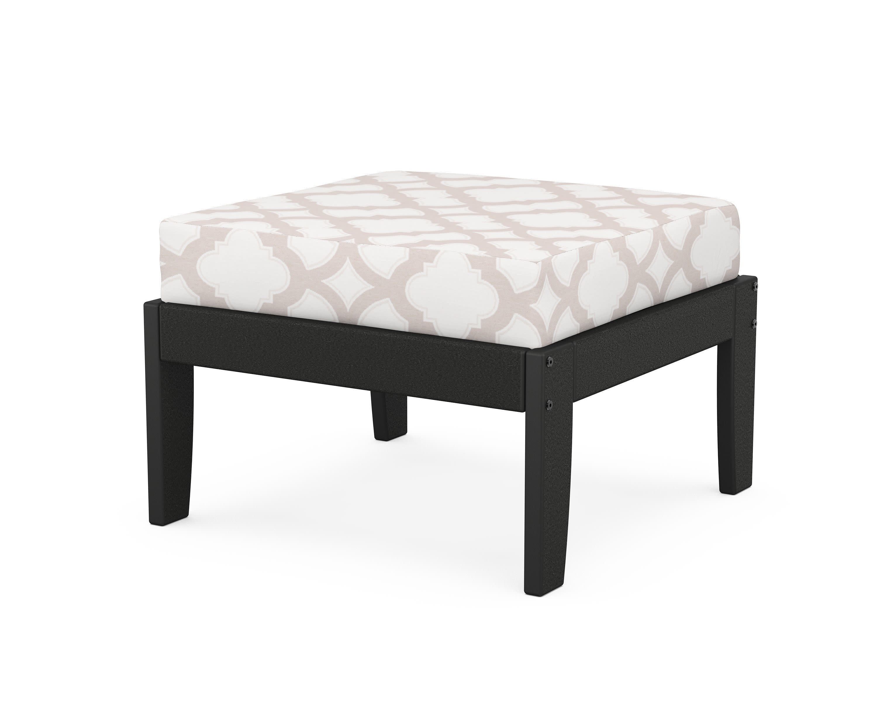 Modular Ottoman - Classic in Black / Trellis Dune Burlap