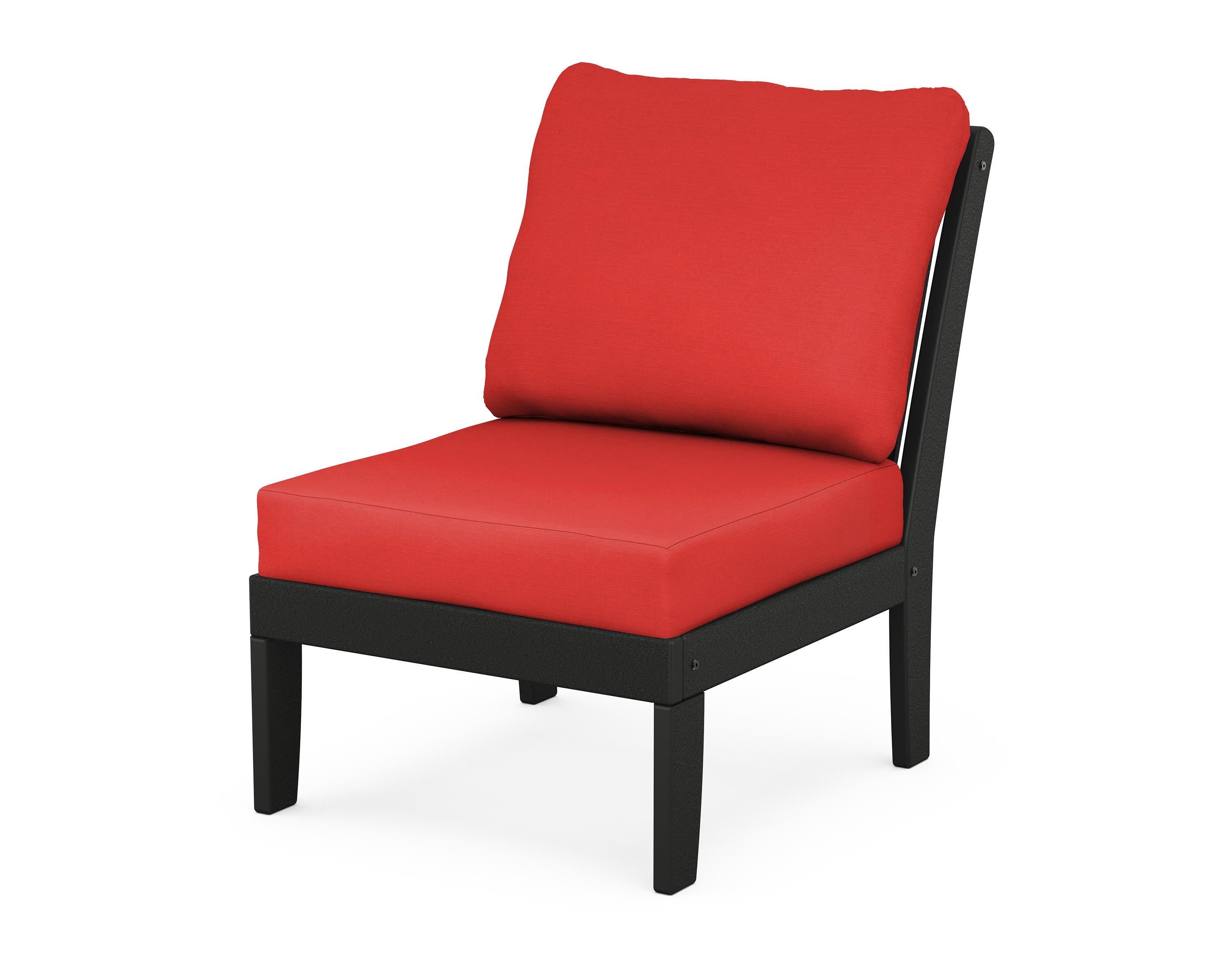 Braxton Modular Armless Chair in Black / Crimson Linen