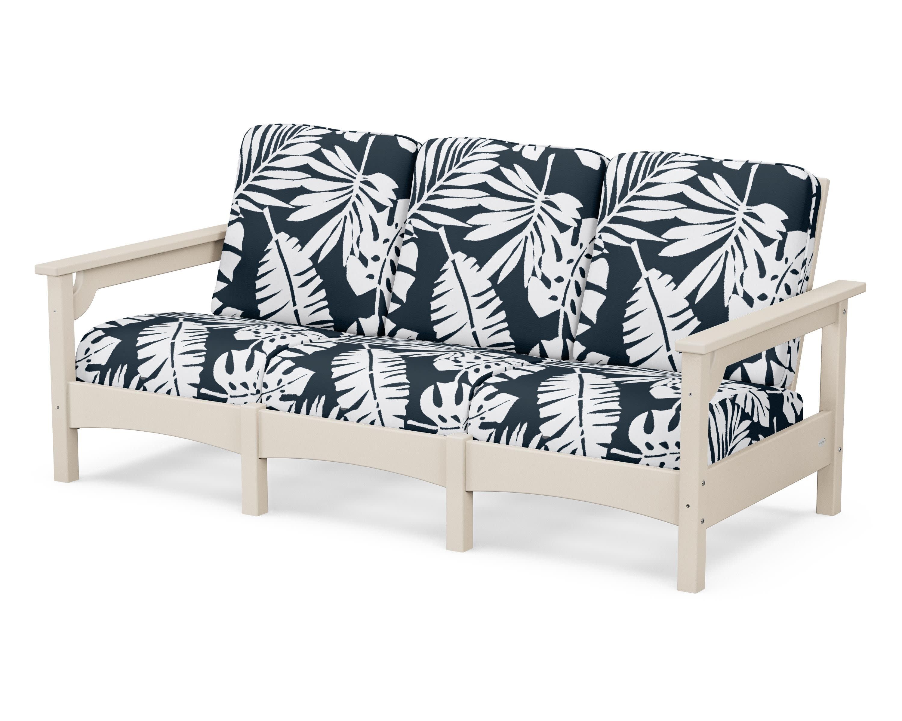 Club Sofa in Sand / Leaf Marine Indigo