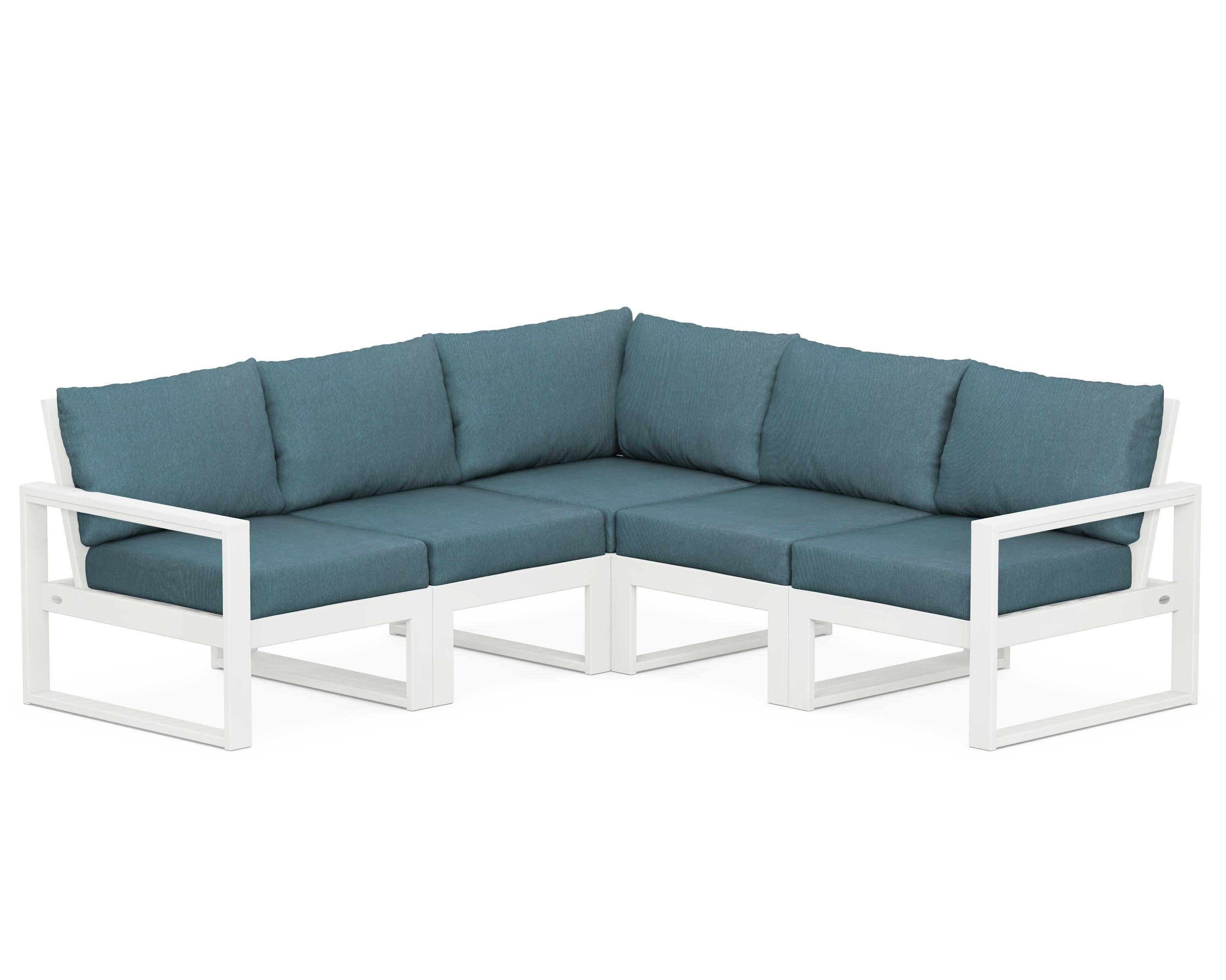 EDGE 5-Piece Modular Deep Seating Set in Vintage White / Ocean Teal
