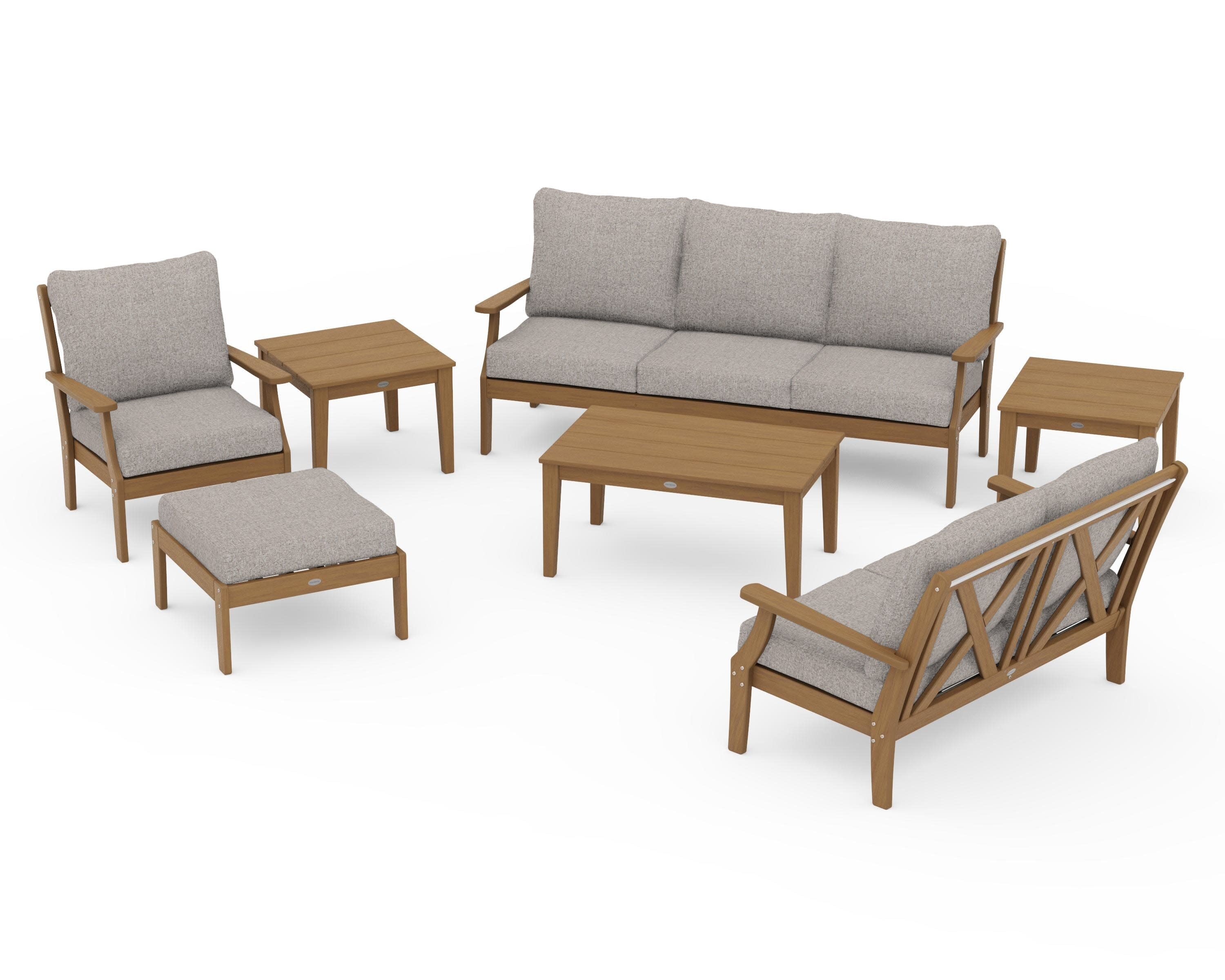 Braxton 7-Piece Deep Seating Set in Natural / Weathered Tweed