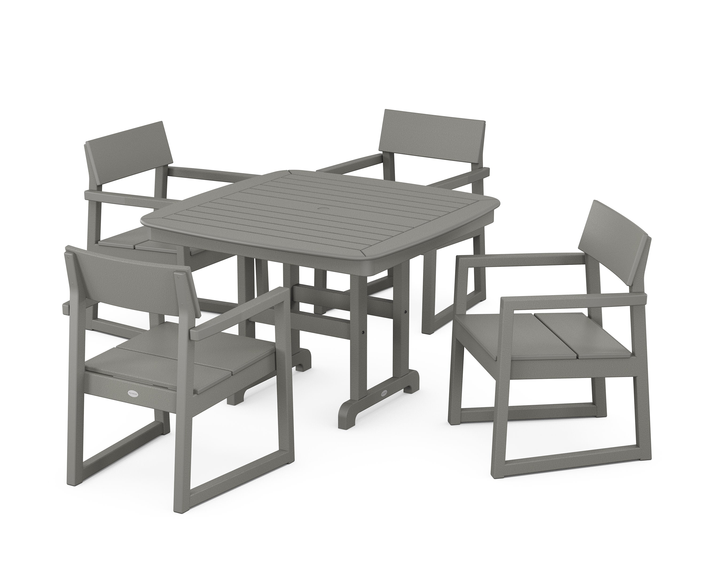 EDGE 5-Piece Dining Set with Trestle Legs in Slate Grey