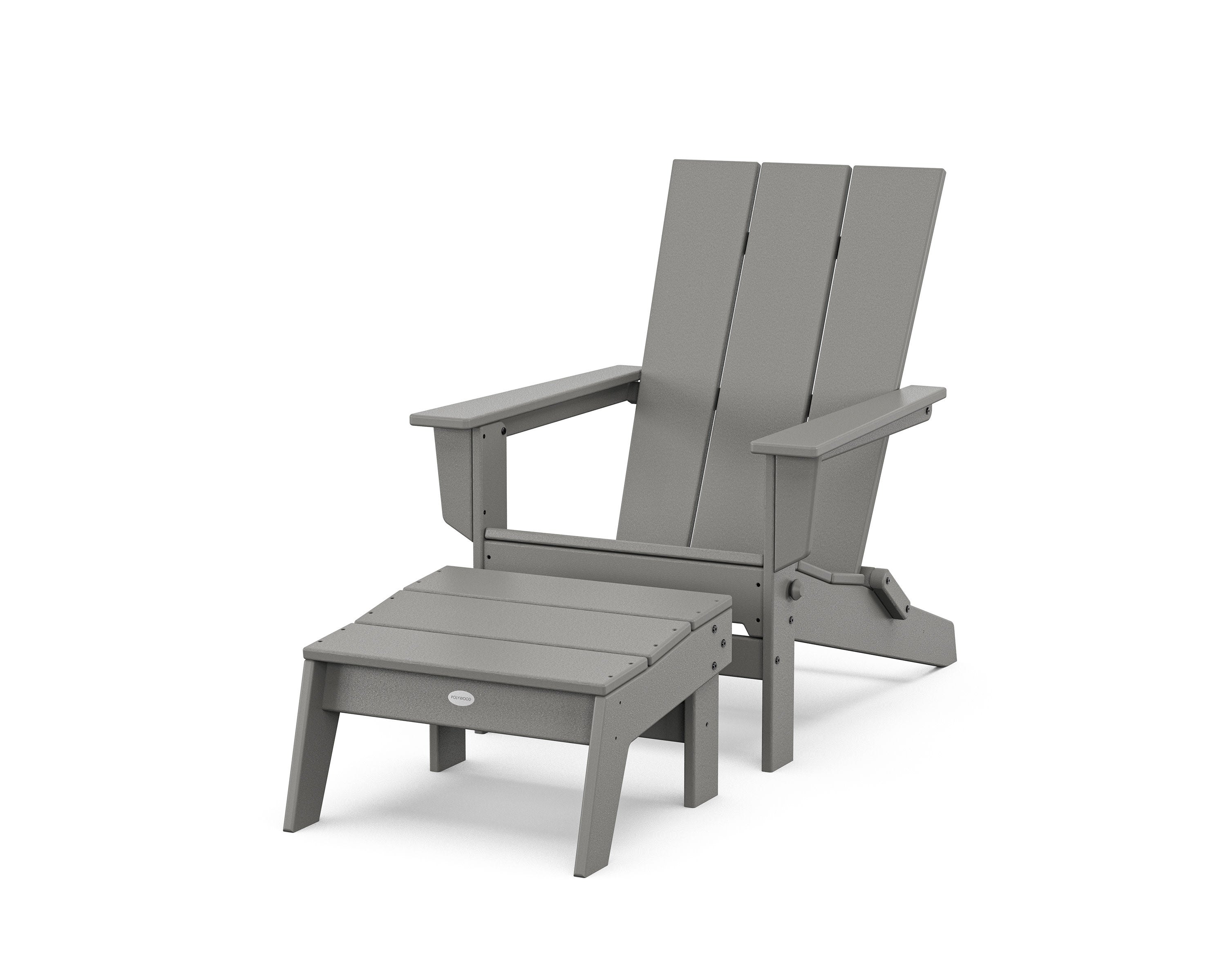 Modern Studio Folding Adirondack Chair with Ottoman in Slate Grey