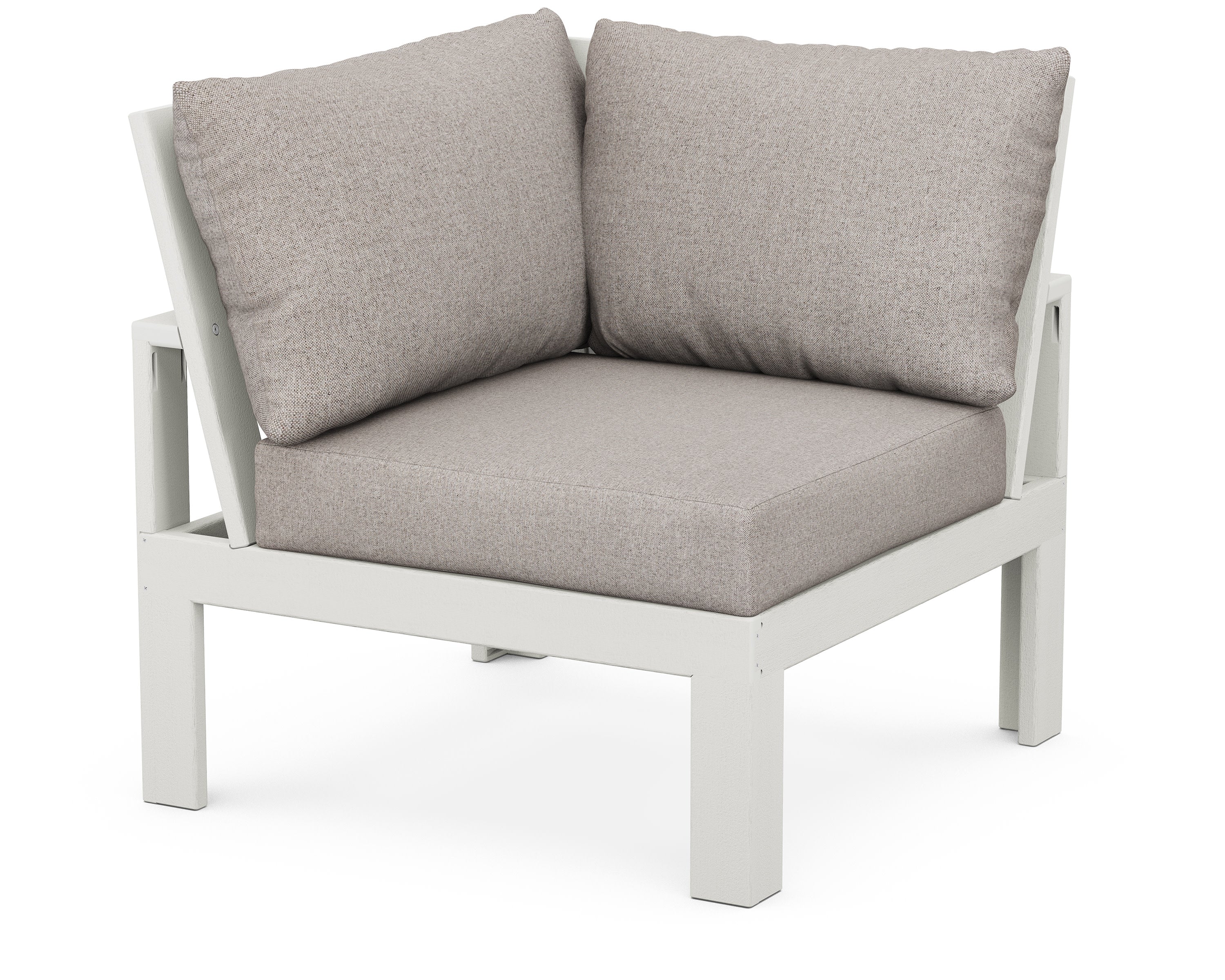 Modular Corner Chair in Vintage White / Weathered Tweed