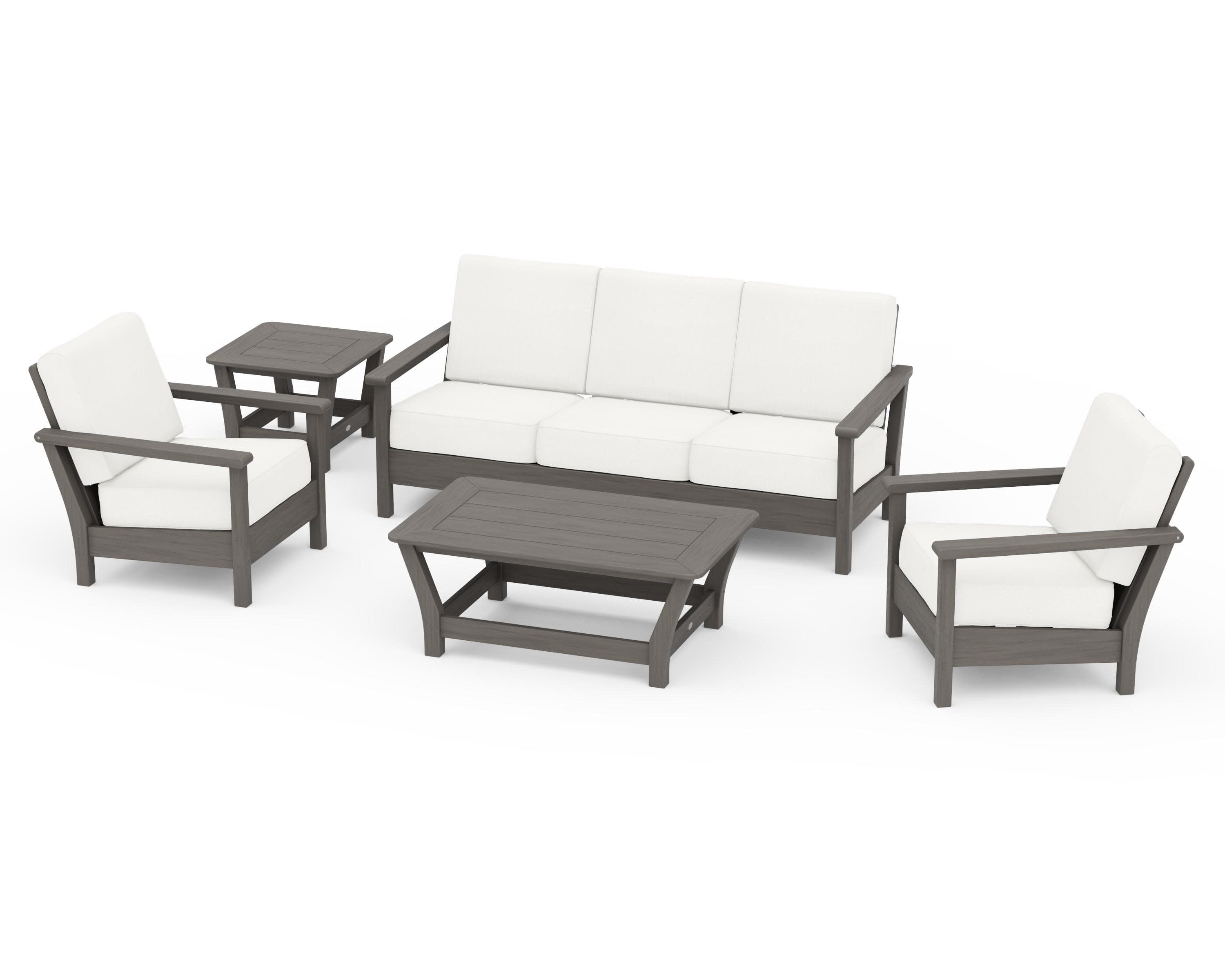 Harbour 5-Piece Deep Seating Set in Driftwood / Natural Linen