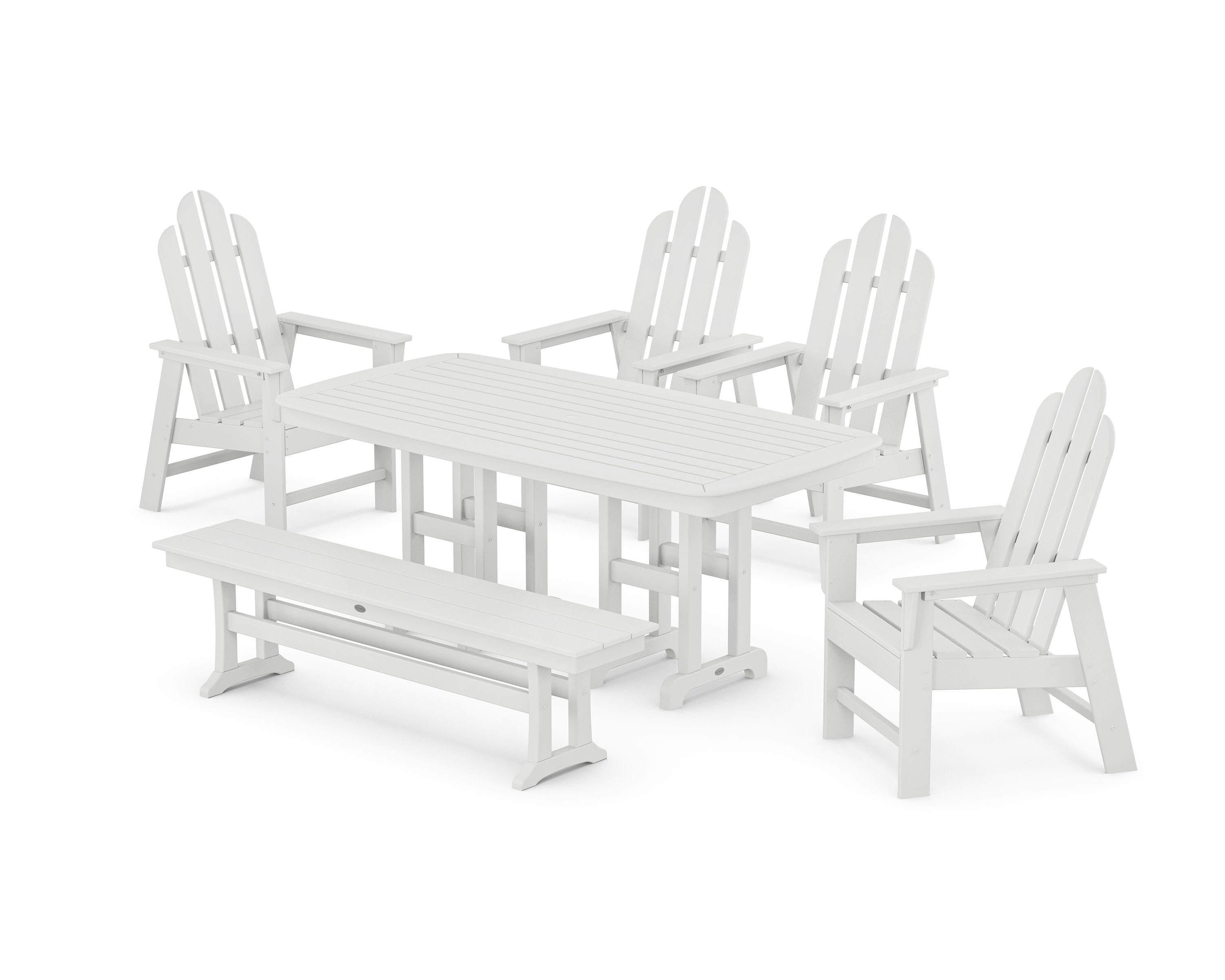 Long Island 6-Piece Dining Set with Bench in White