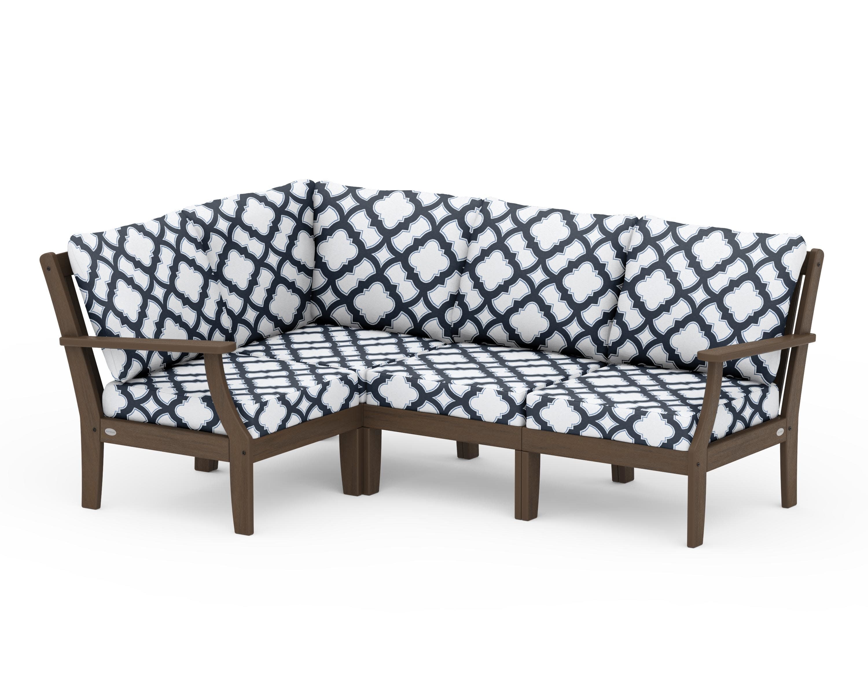 Braxton Modular 4-Piece Deep Seating Set in Kona / Trellis Marine Indigo