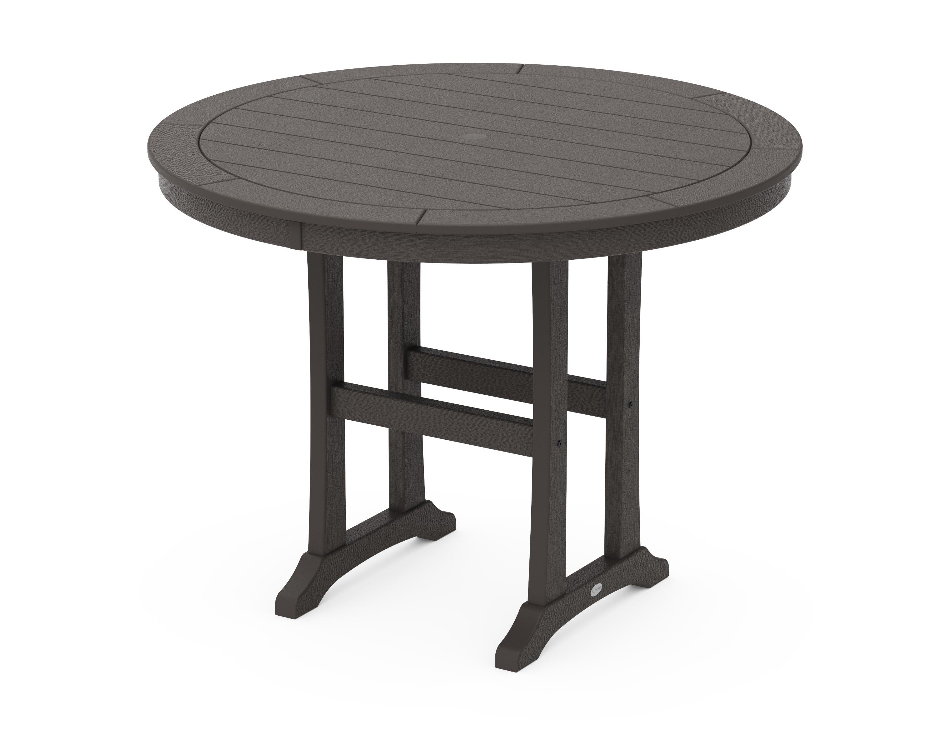 Nautical Trestle 48" Round Counter Table in Vintage Coffee
