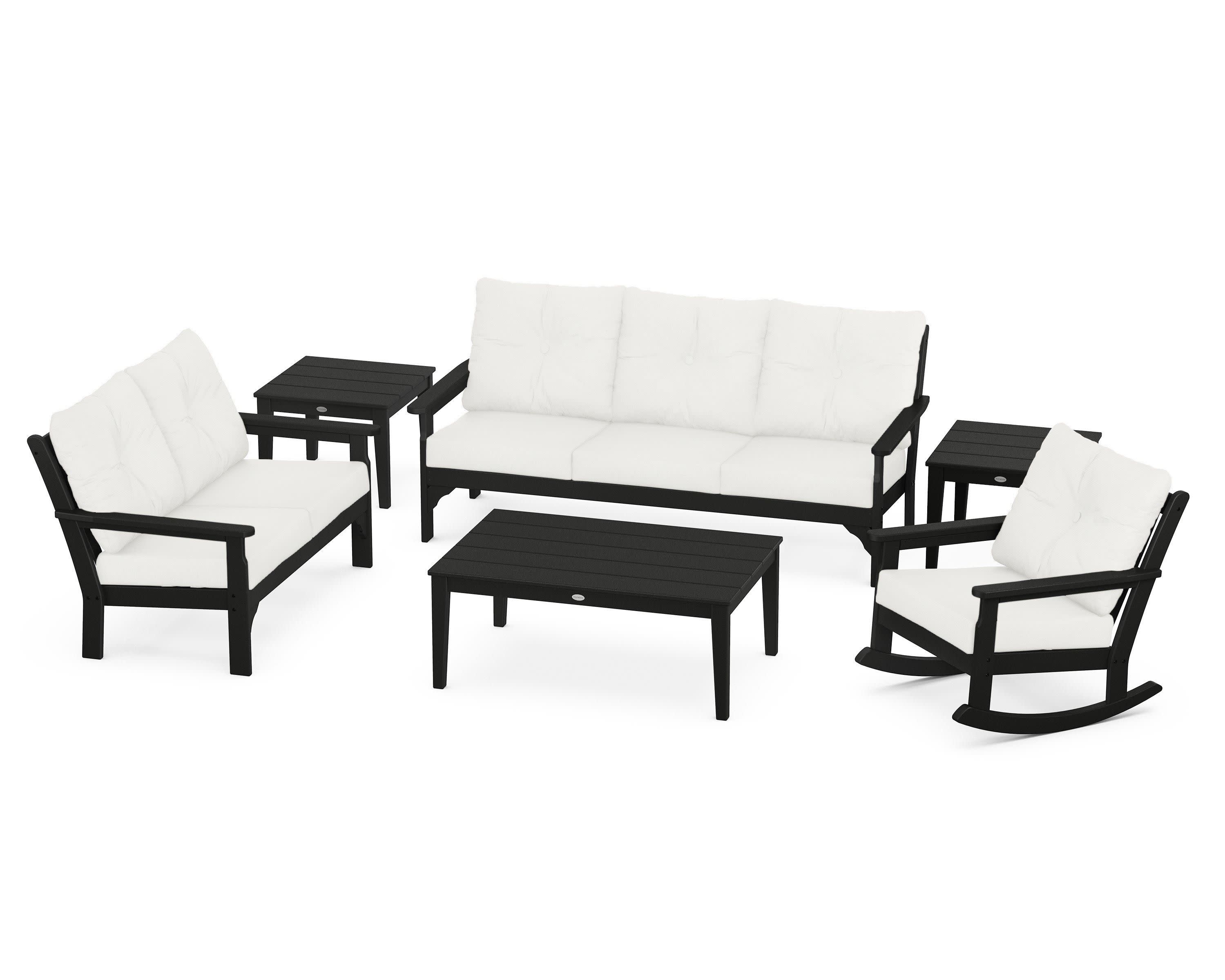 Vineyard 6-Piece Deep Seating Set in Black / Natural Linen