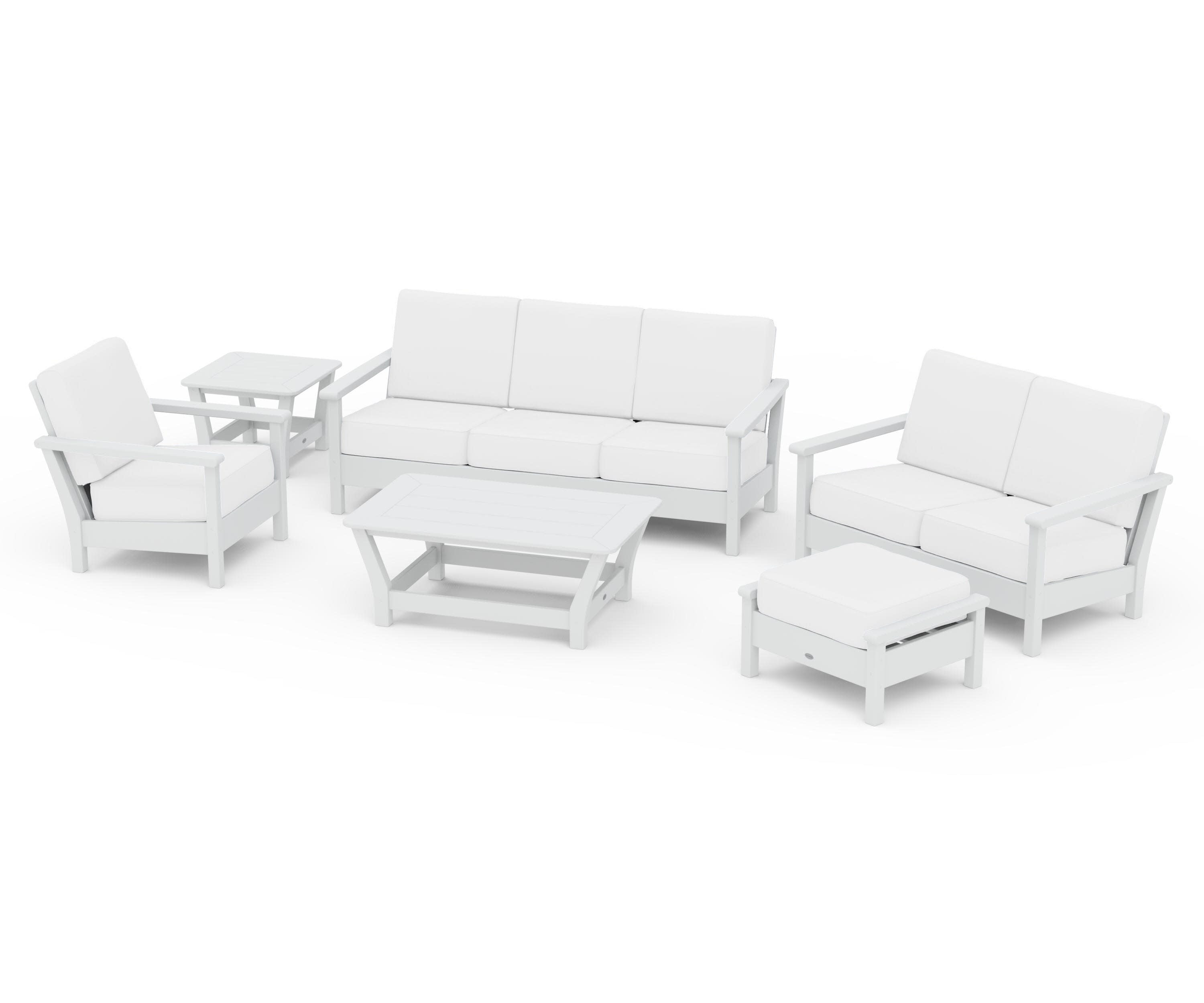 Harbour 6-Piece Outdoor Living Set in White / Natural