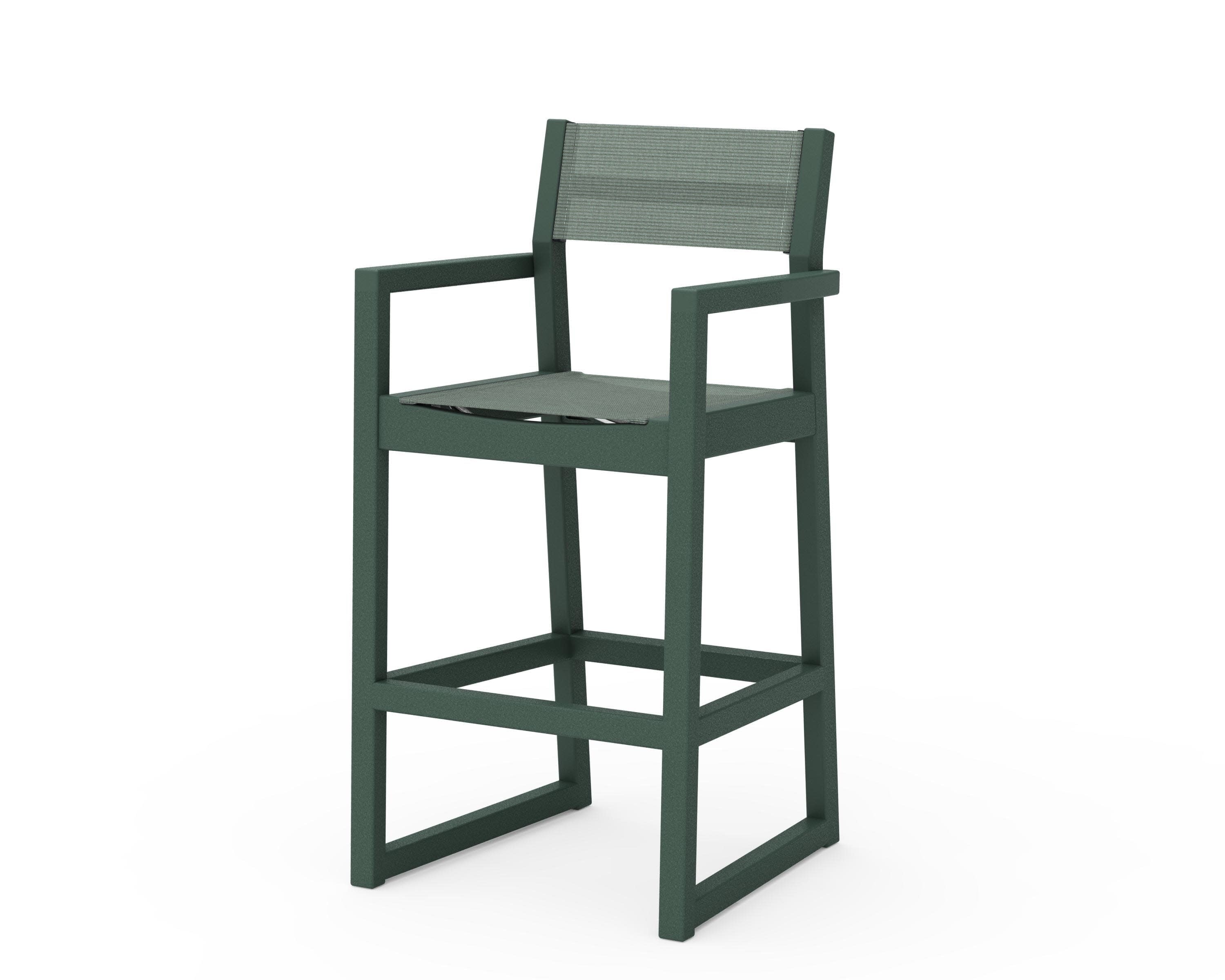 EDGE Sling Bar Arm Chair in Green / Dupioni Sea Mist Sling