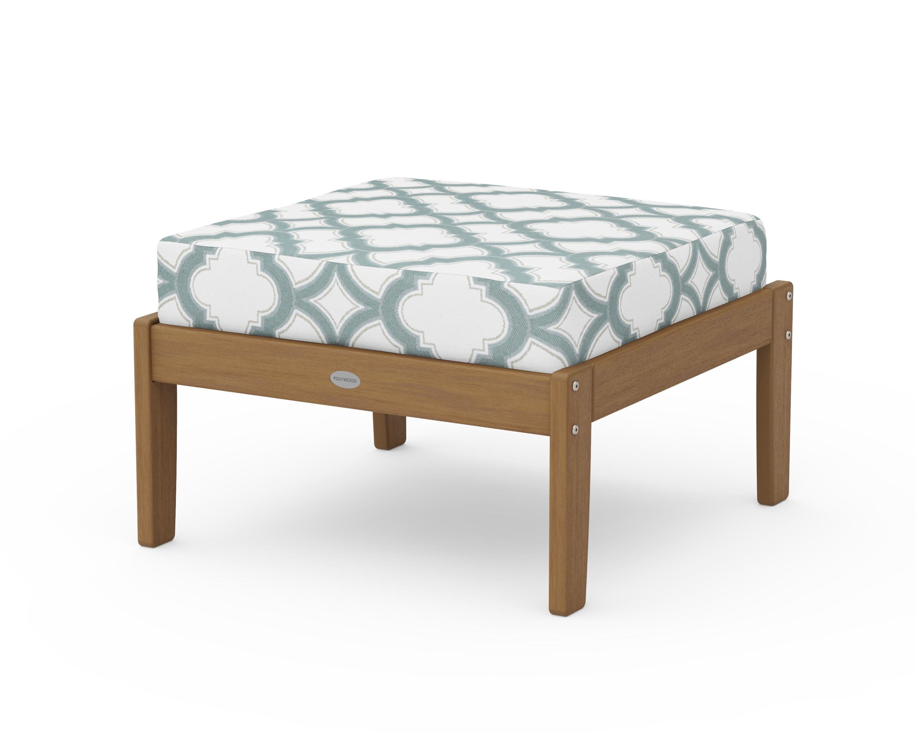 Braxton Deep Seating Ottoman in Natural / Trellis Glacier Spa