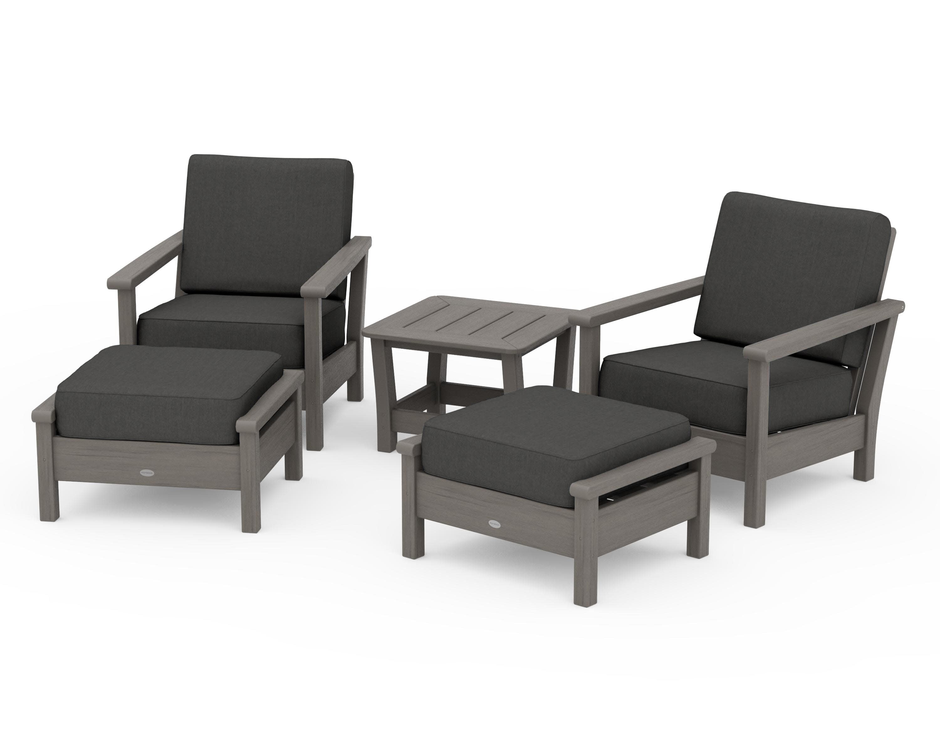 Harbour 5-Piece Deep Seating Chair Set in Driftwood / Spectrum Carbon