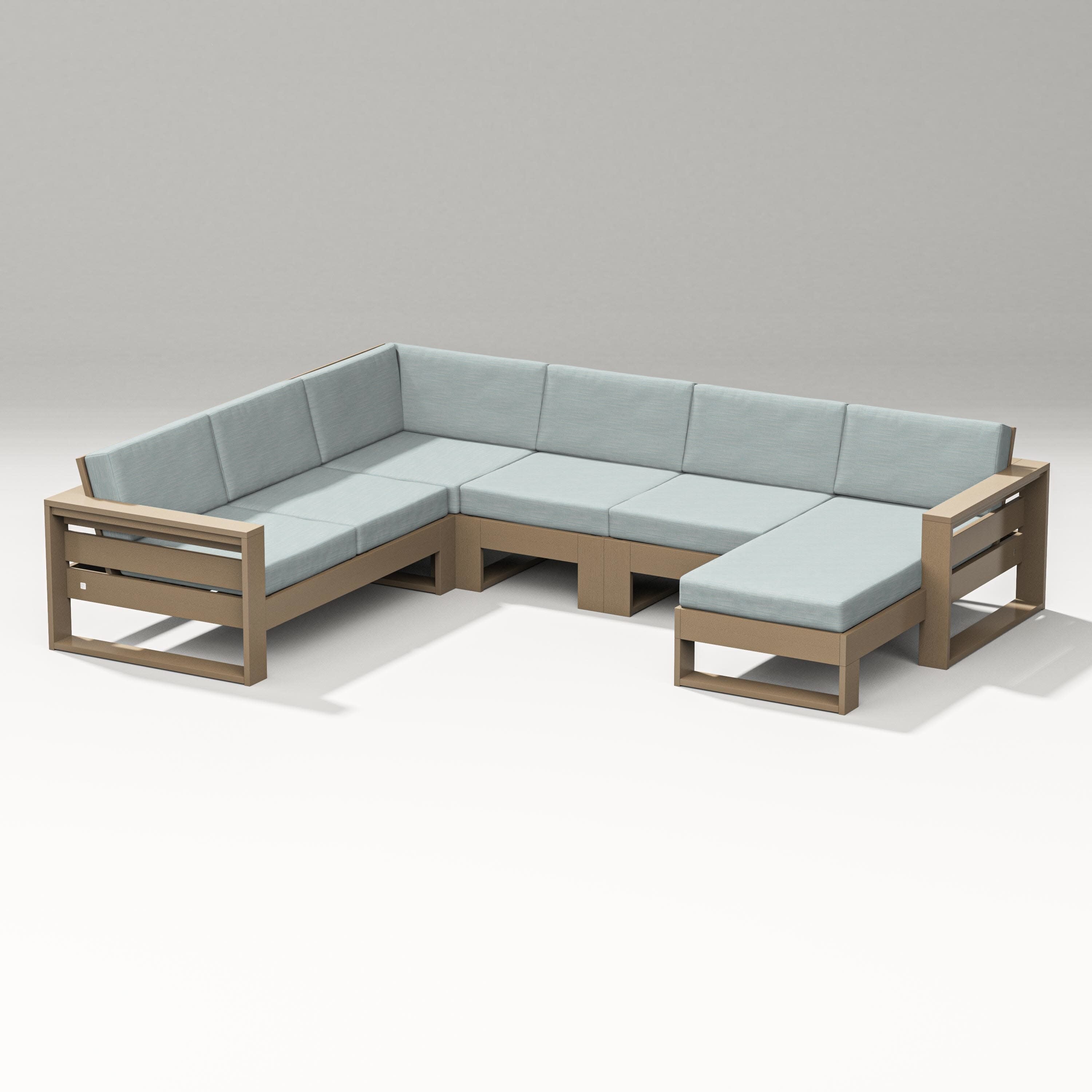 Latitude Corner Sectional with Right Chaise in Vintage Sahara / Soothe Mist