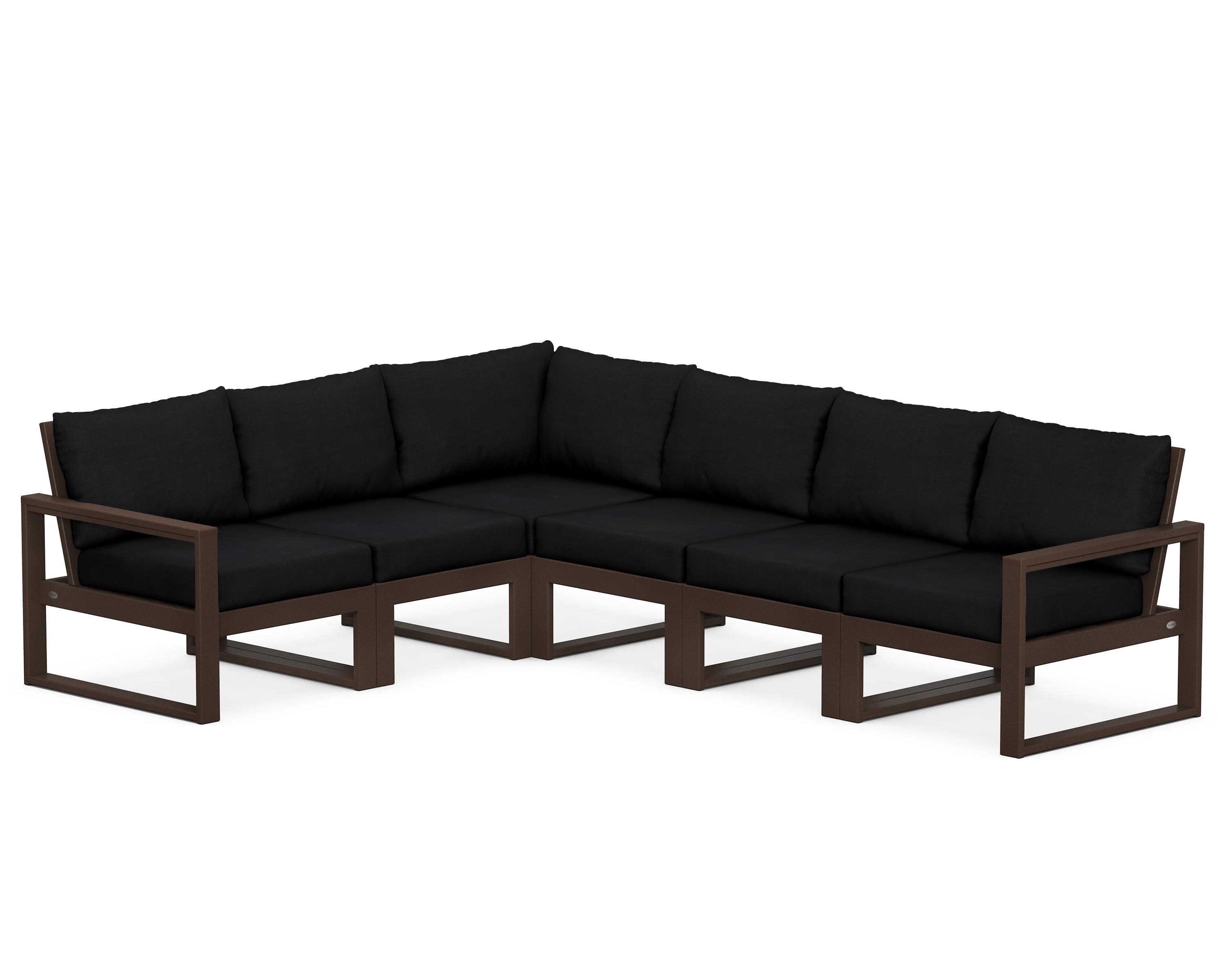 EDGE 6-Piece Modular Deep Seating Set in Mahogany / Midnight Linen