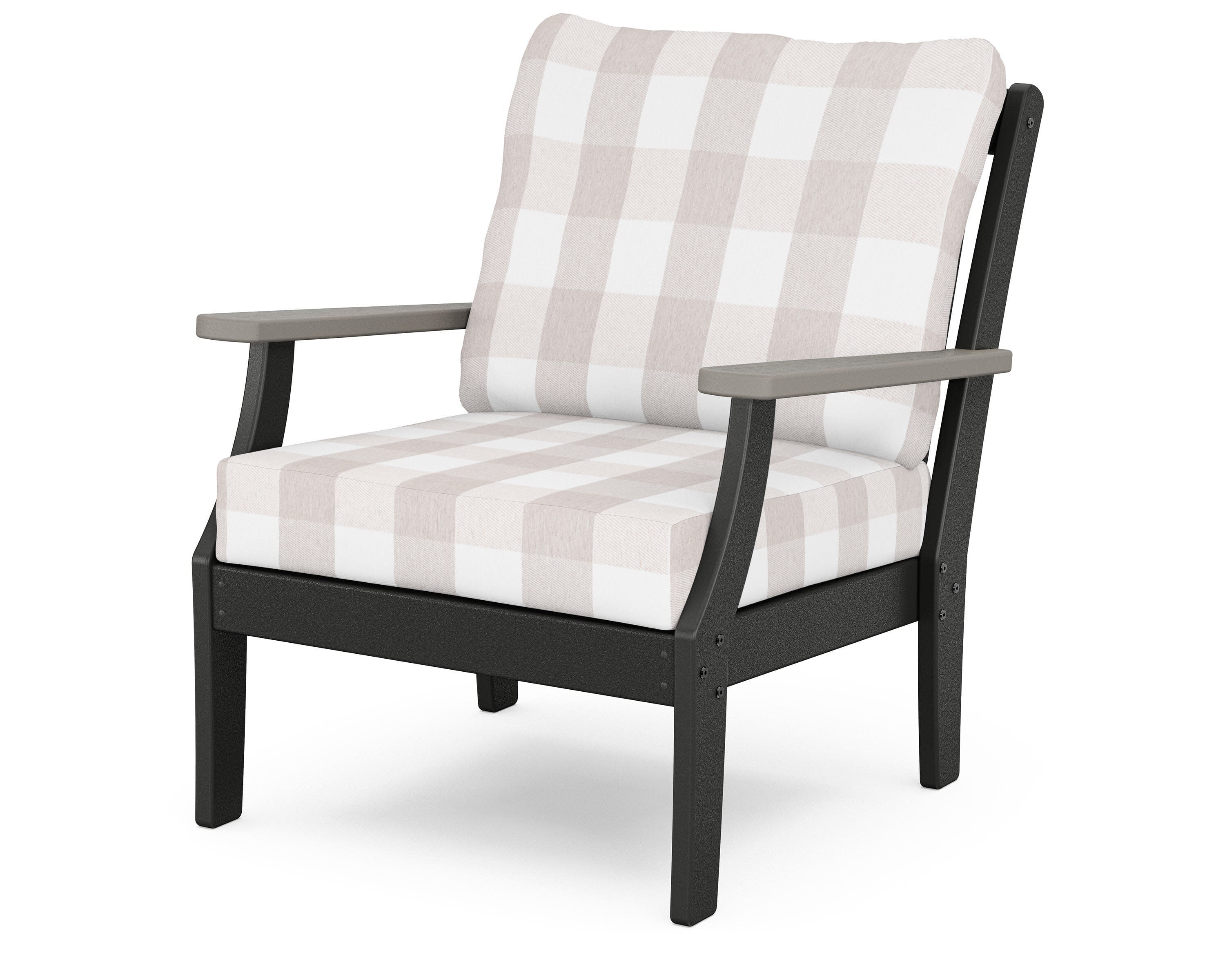 Braxton Deep Seating Chair in Black / Driftwood / Buffalo Plaid Dune Burlap